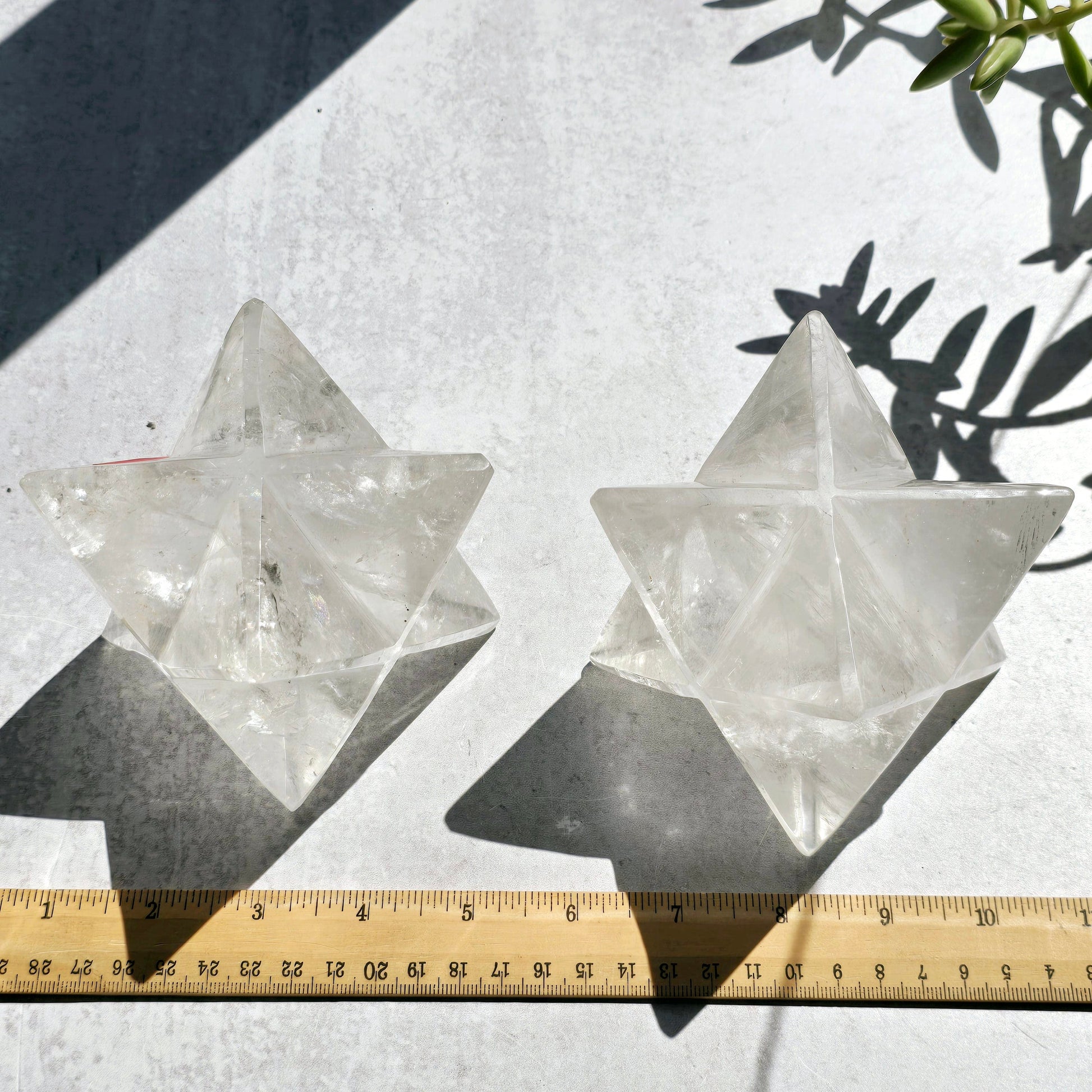 Crystal Quartz Merkabah Star - You Choose both variants with ruler for size reference
