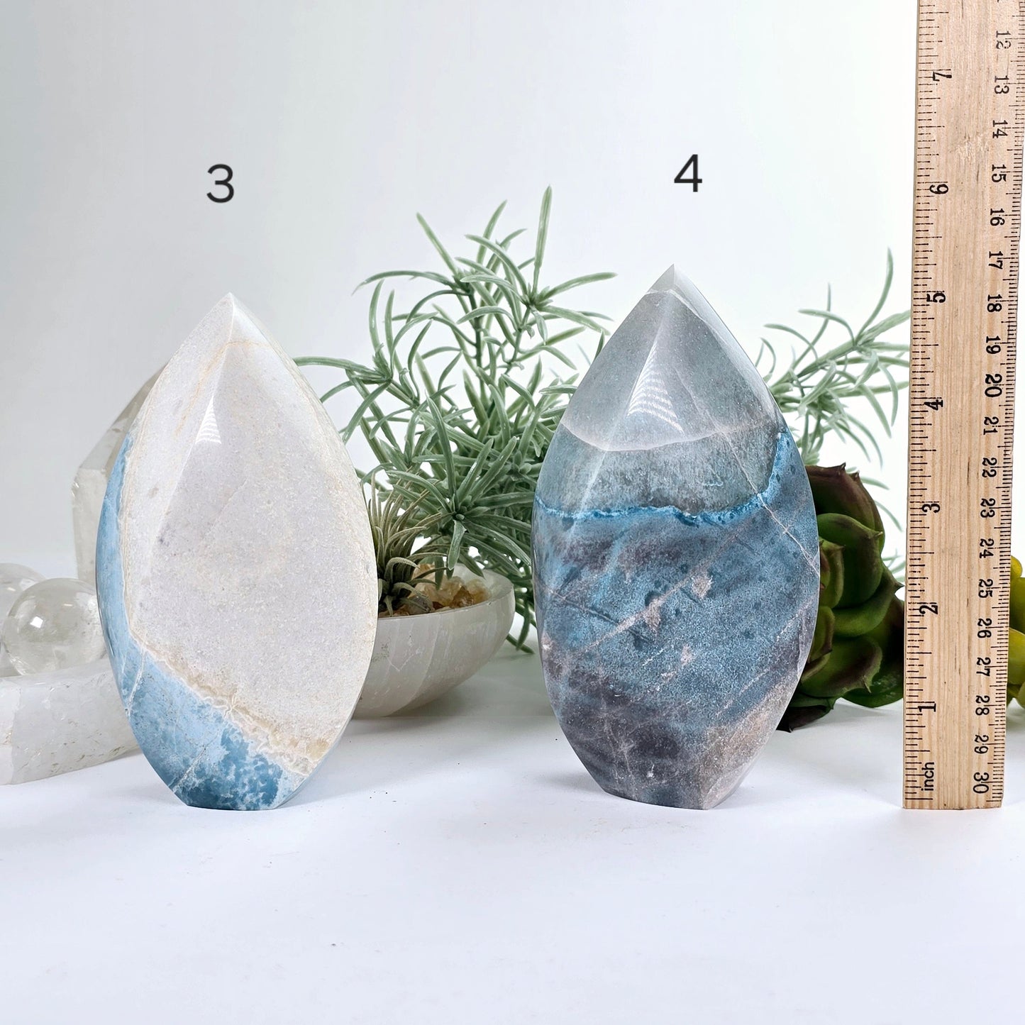 Trolleite Crystal Flame Point - You Choose #1 variants 3 and 4 labeled with ruler for size reference