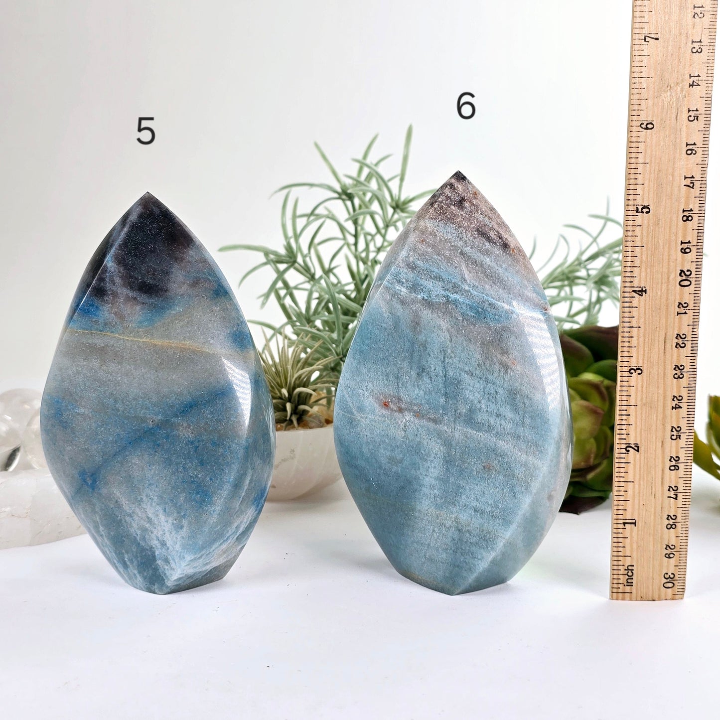 Trolleite Crystal Flame Point - You Choose #1 variants 5 and 6 labeled with ruler for size reference