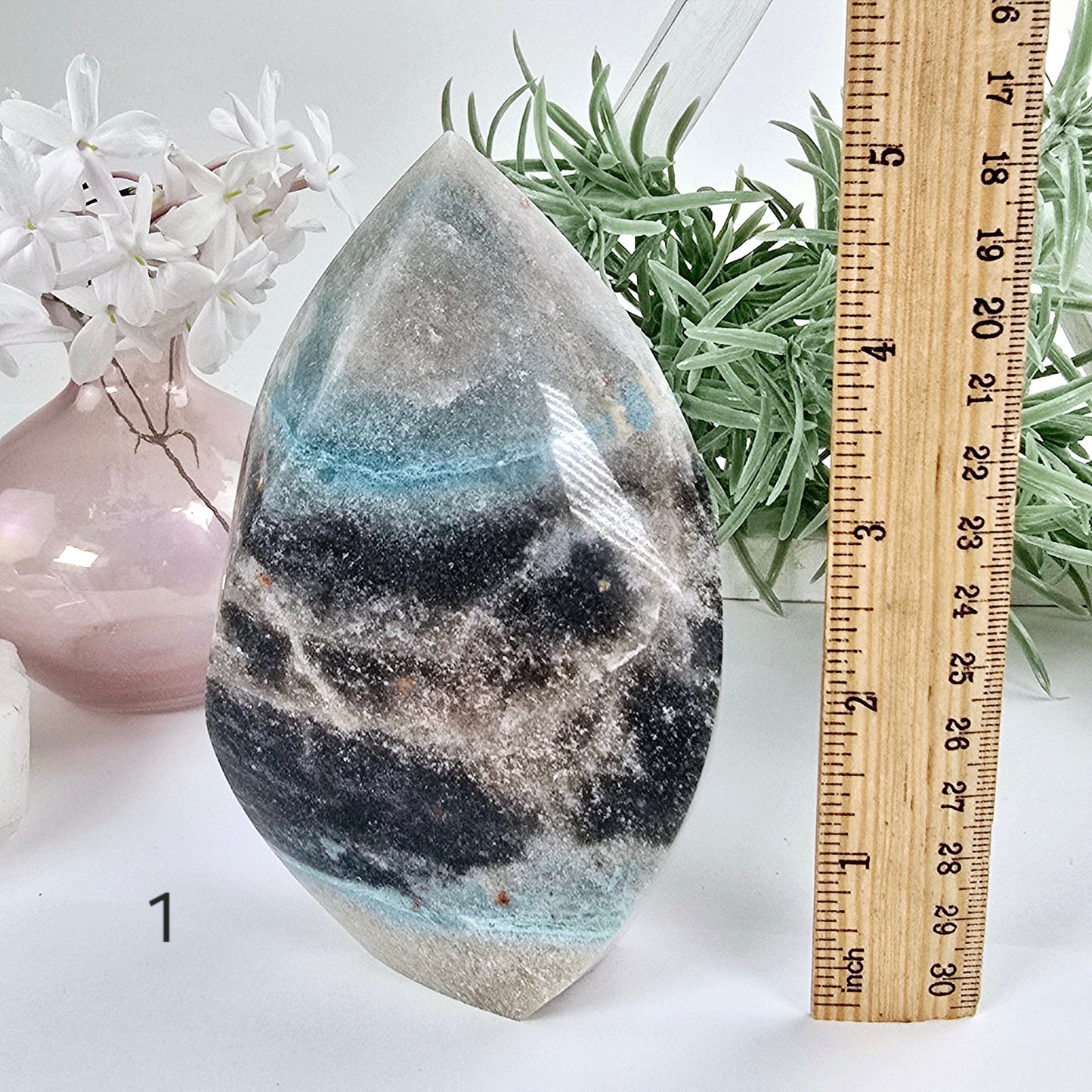 Trolleite Crystal Flame Point - You Choose #2 variant 1 labeled with ruler for size reference