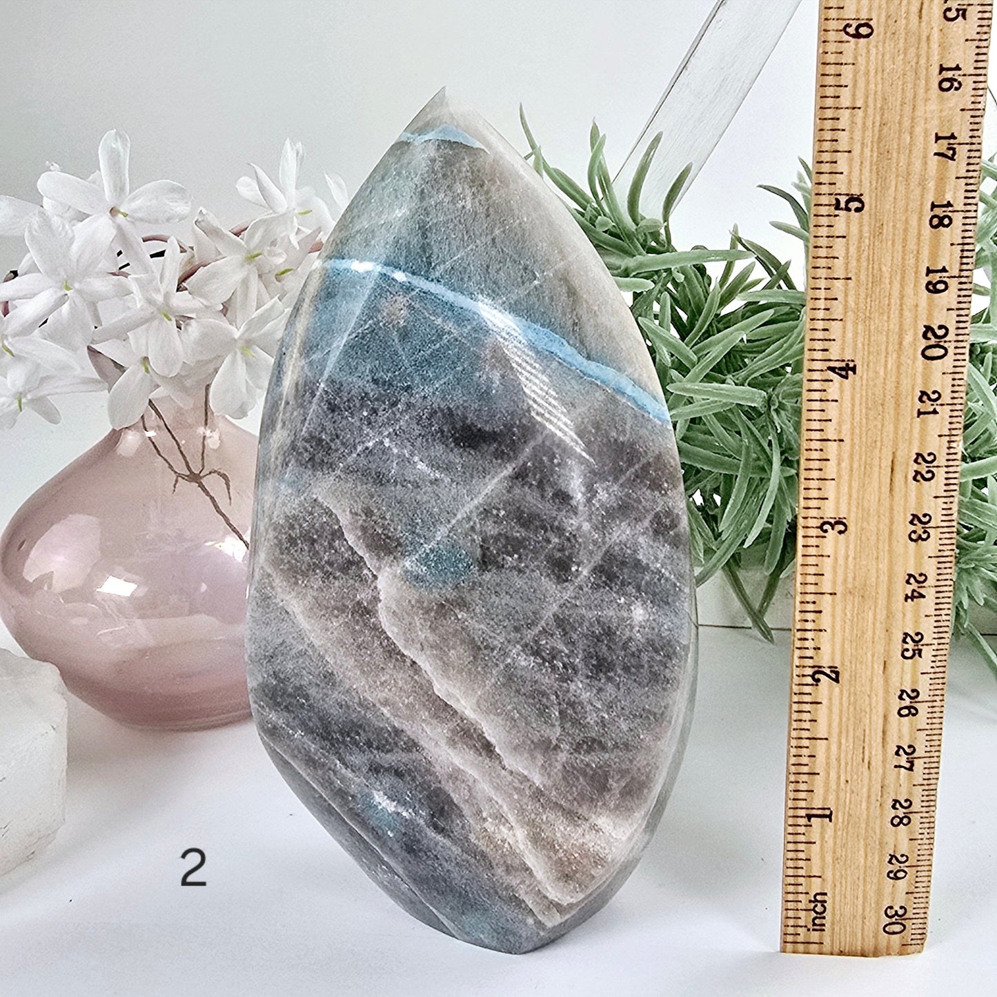 Trolleite Crystal Flame Point - You Choose #2 variant 2 labeled with ruler for size reference