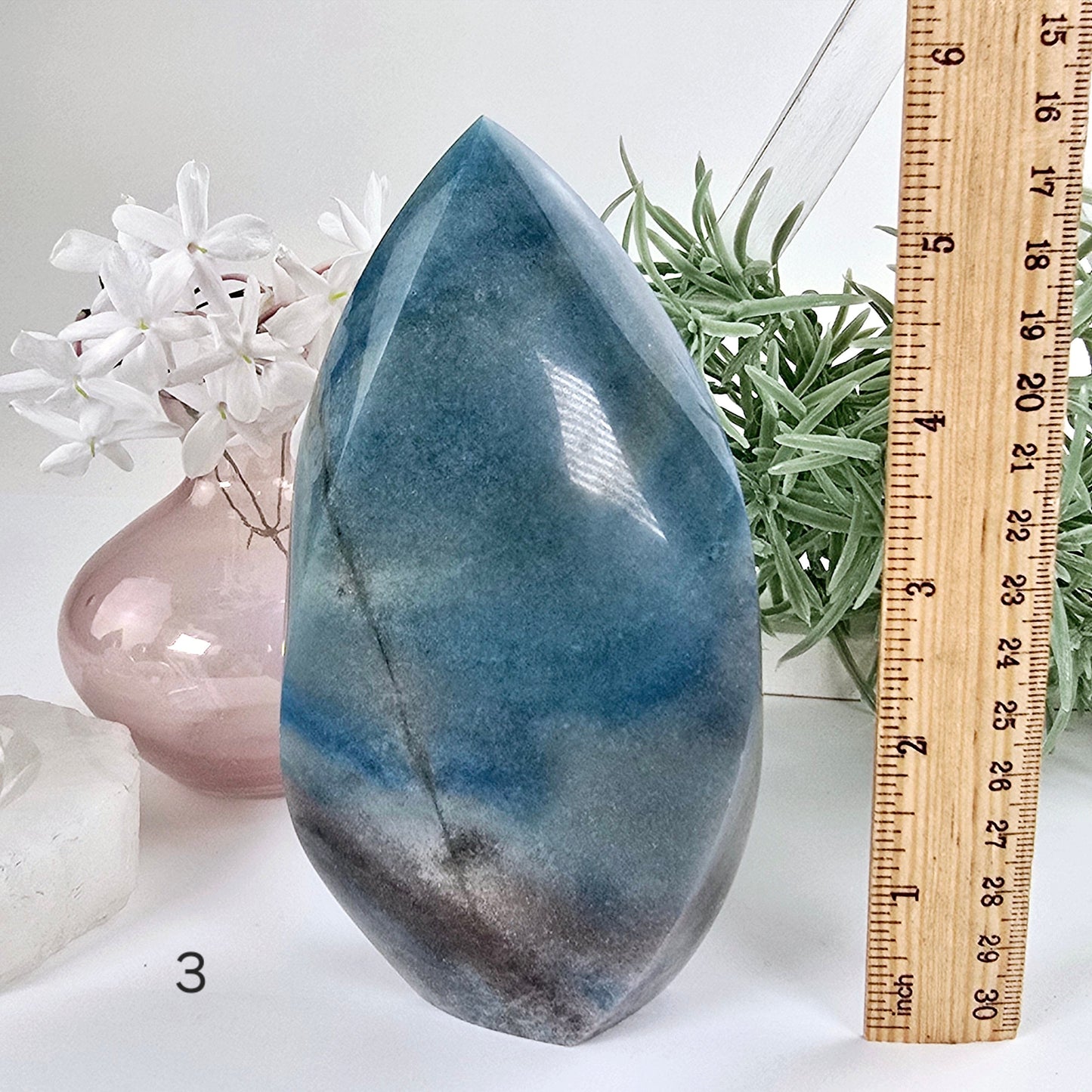Trolleite Crystal Flame Point - You Choose #2 variant 3 labeled with ruler for size reference