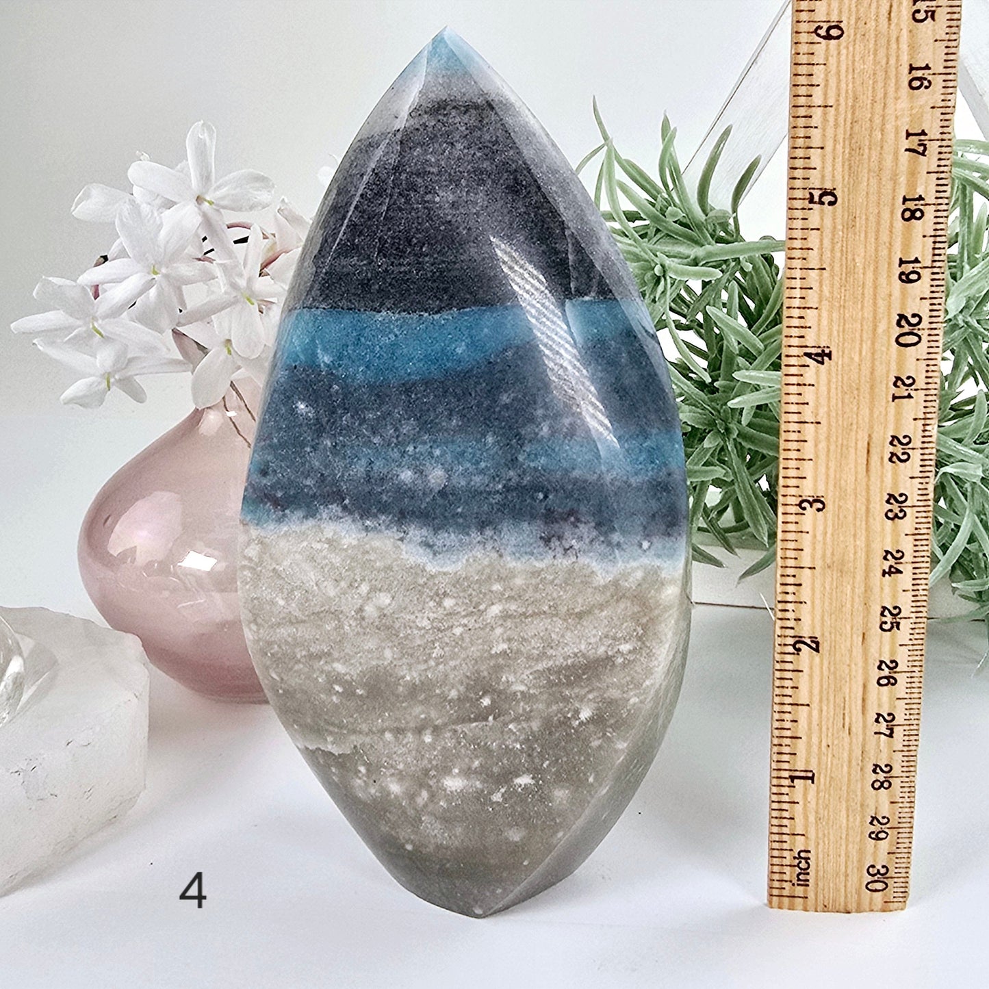 Trolleite Crystal Flame Point - You Choose #2 variant 4 labeled with ruler for size reference