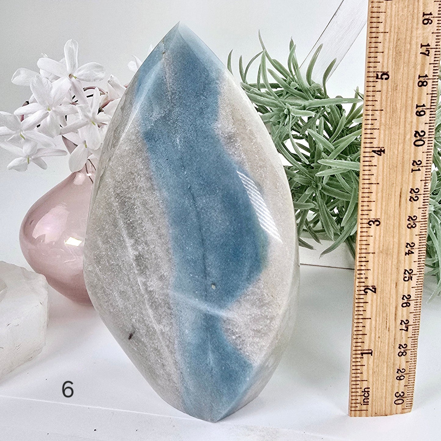 Trolleite Crystal Flame Point - You Choose #2 variant 6 labeled with ruler for size reference
