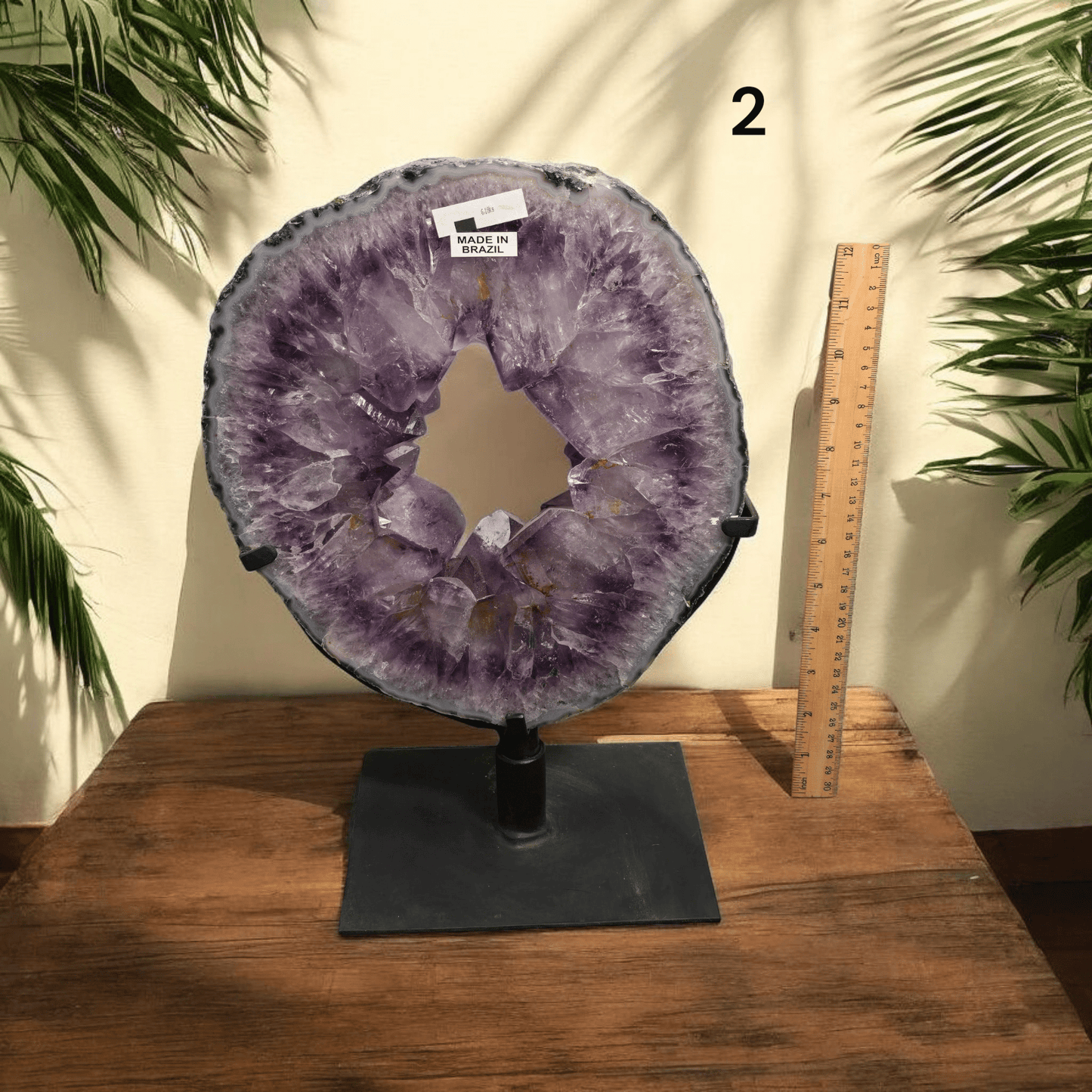 Amethyst Crystal Portal on Rotating Stand - You Choose #1 variant 2 labeled with ruler for size reference