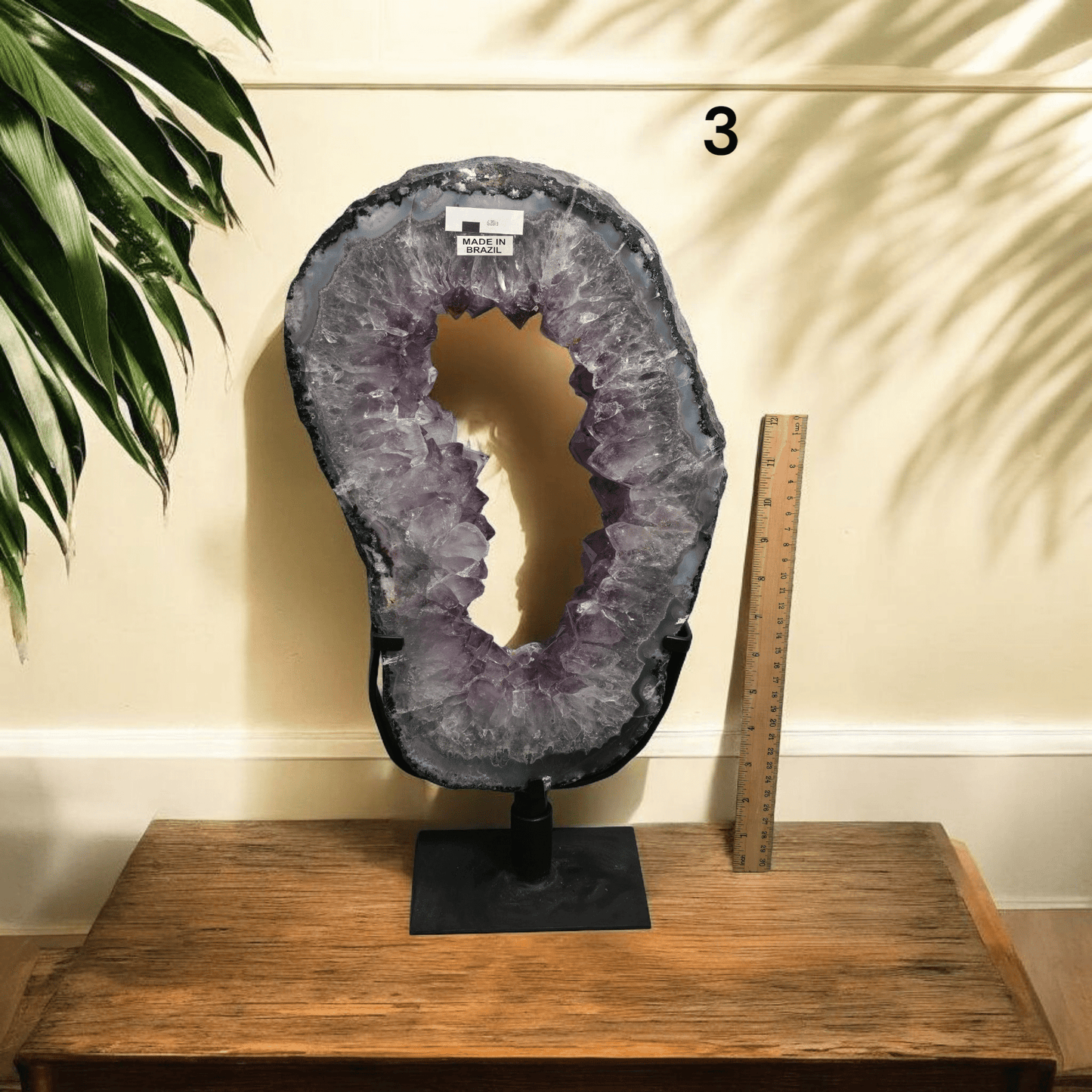 Amethyst Crystal Portal on Rotating Stand - You Choose #1 variant 3 labeled with ruler for size reference