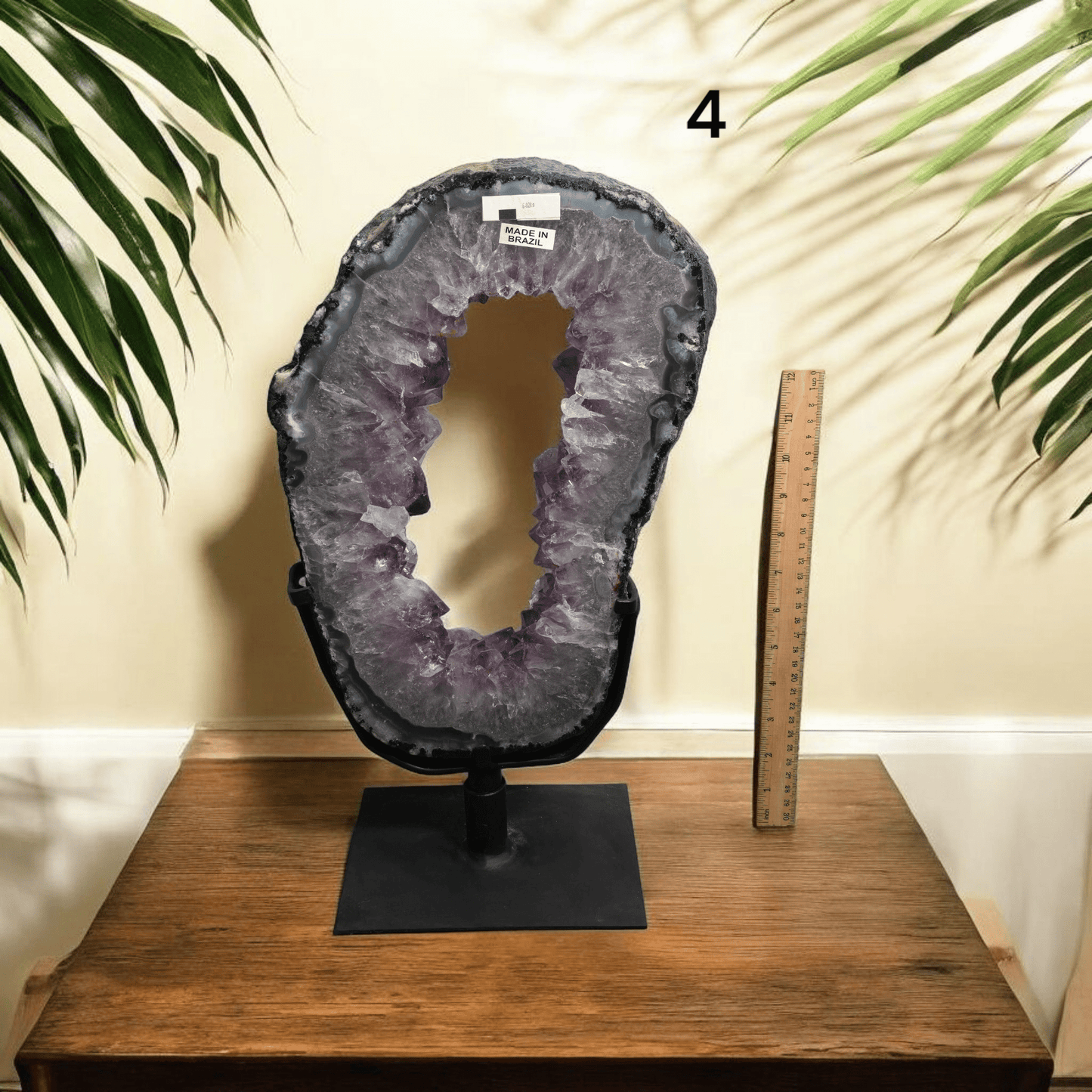 Amethyst Crystal Portal on Rotating Stand - You Choose #1 variant 4 labeled with ruler for size reference