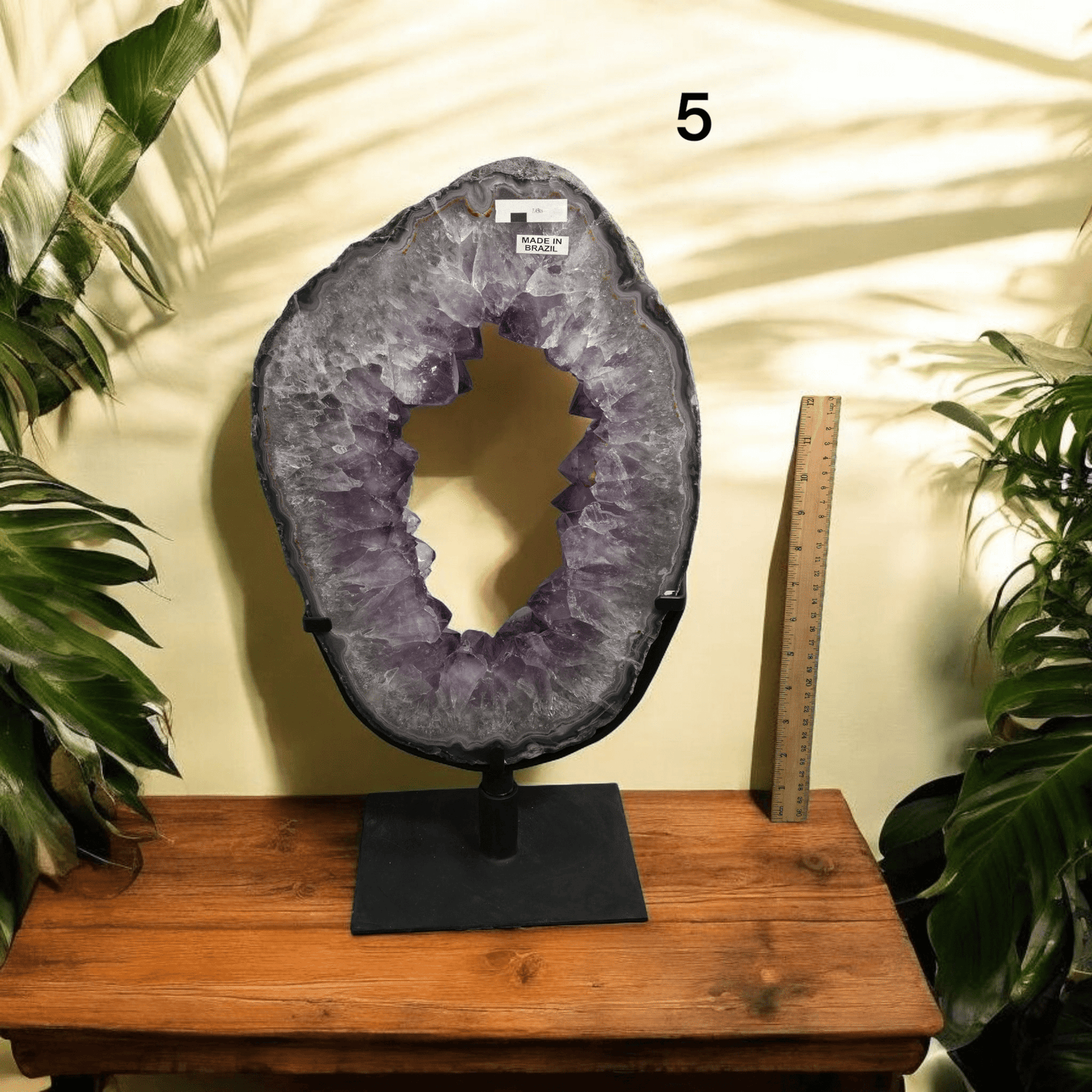 Amethyst Crystal Portal on Rotating Stand - You Choose #1 variant 5 labeled with ruler for size reference