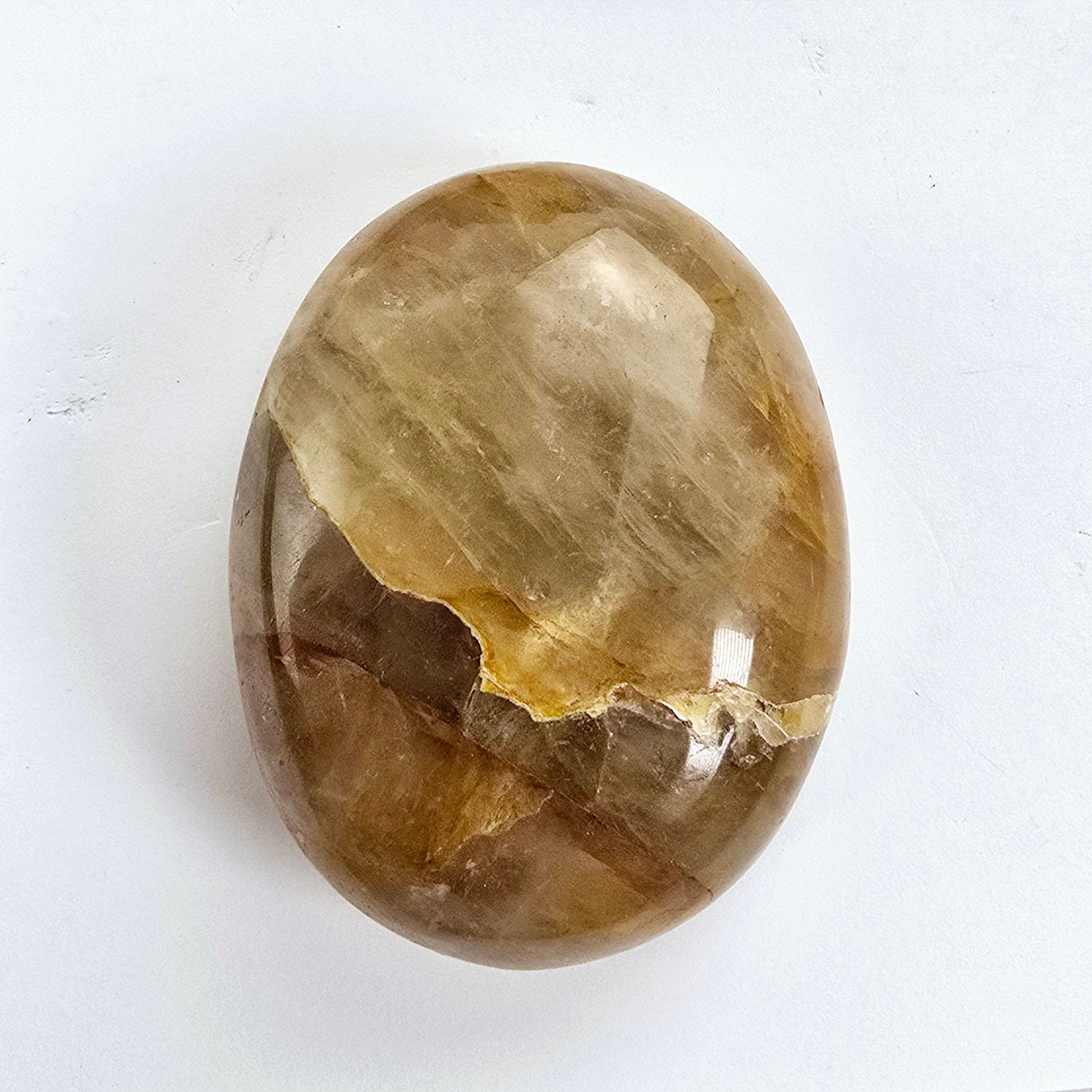 Golden Healer Crystal Palm Stone another top view