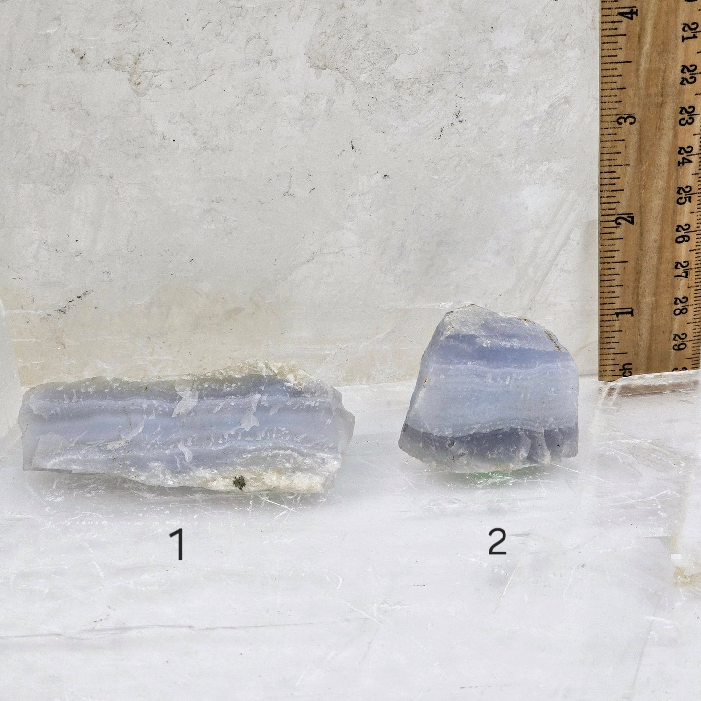 Blue Lace Agate Rough Crystal from Namibia - Rare Find - You Choose #1 variants 1 and 2 labeled with ruler for size reference