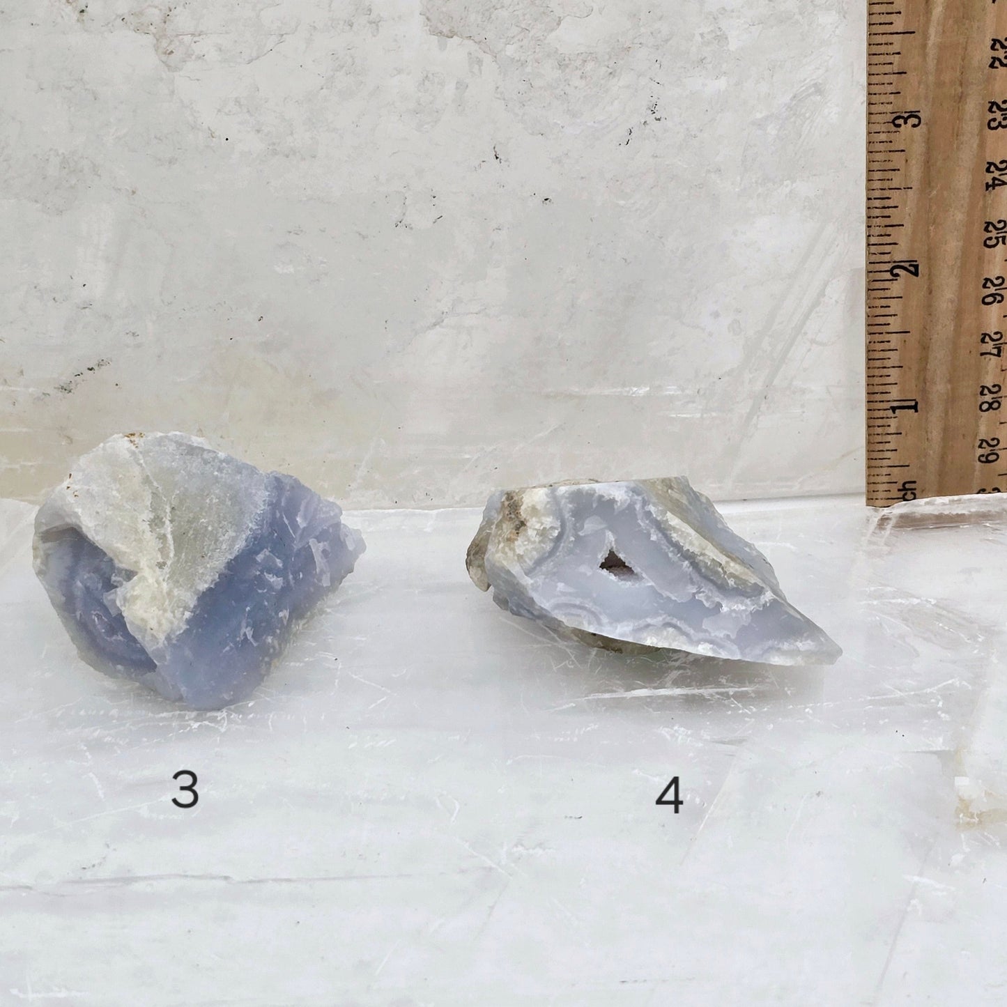 Blue Lace Agate Rough Crystal from Namibia - Rare Find - You Choose #1 variants 3 and 4 labeled with ruler for size reference
