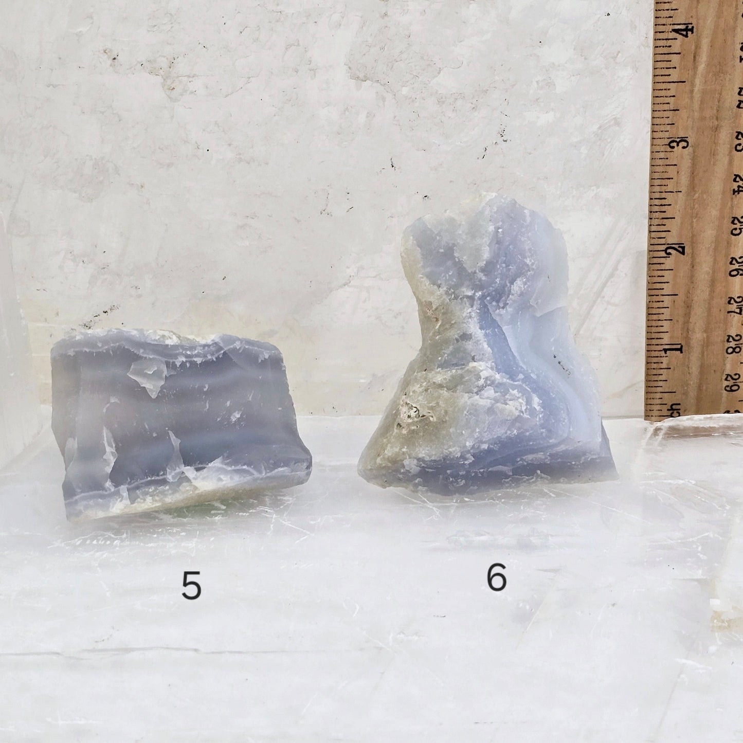 Blue Lace Agate Rough Crystal from Namibia - Rare Find - You Choose #1 variants 5 and 6 labeled with ruler for size reference