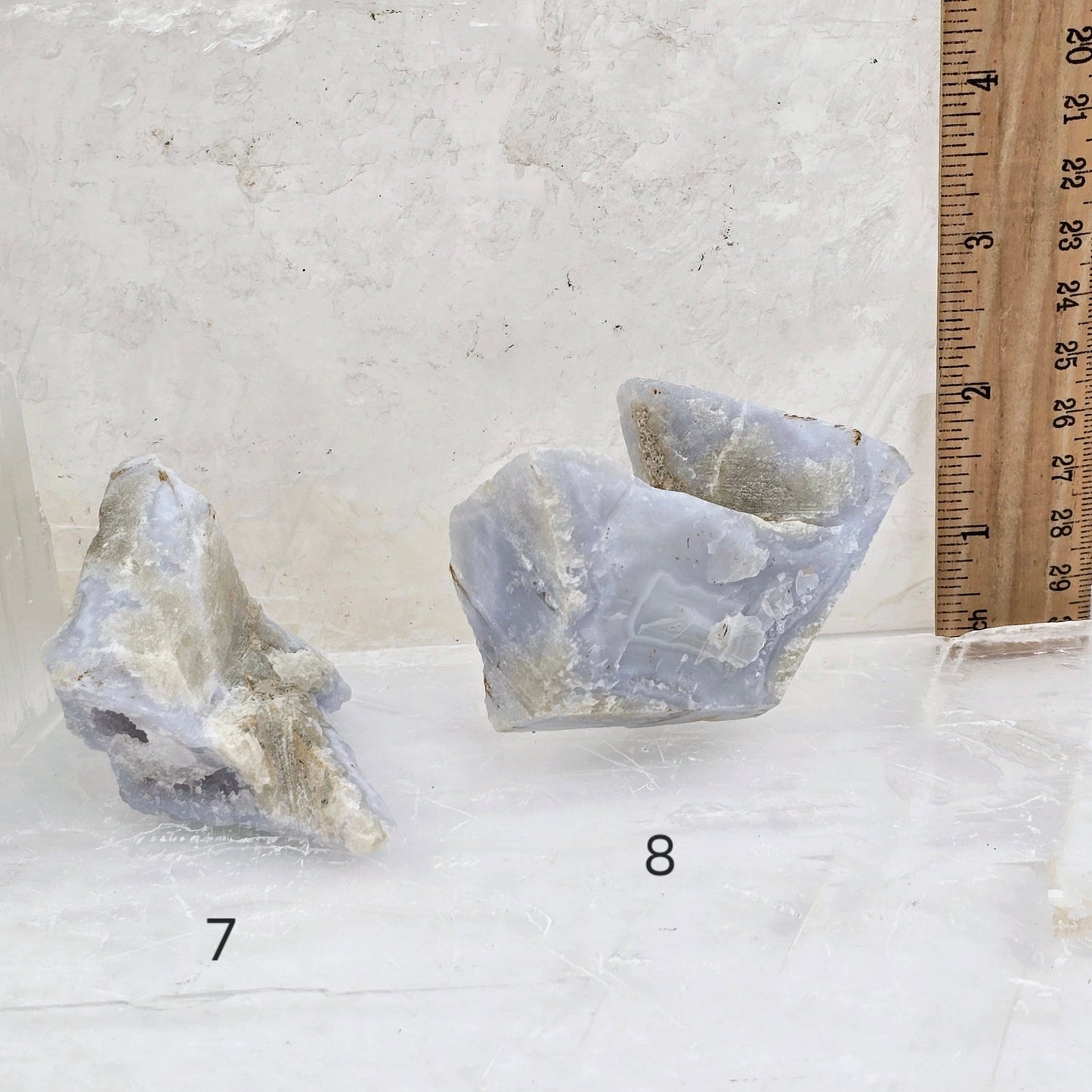 Blue Lace Agate Rough Crystal from Namibia - Rare Find - You Choose #1 variants 7 and 8 labeled with ruler for size reference