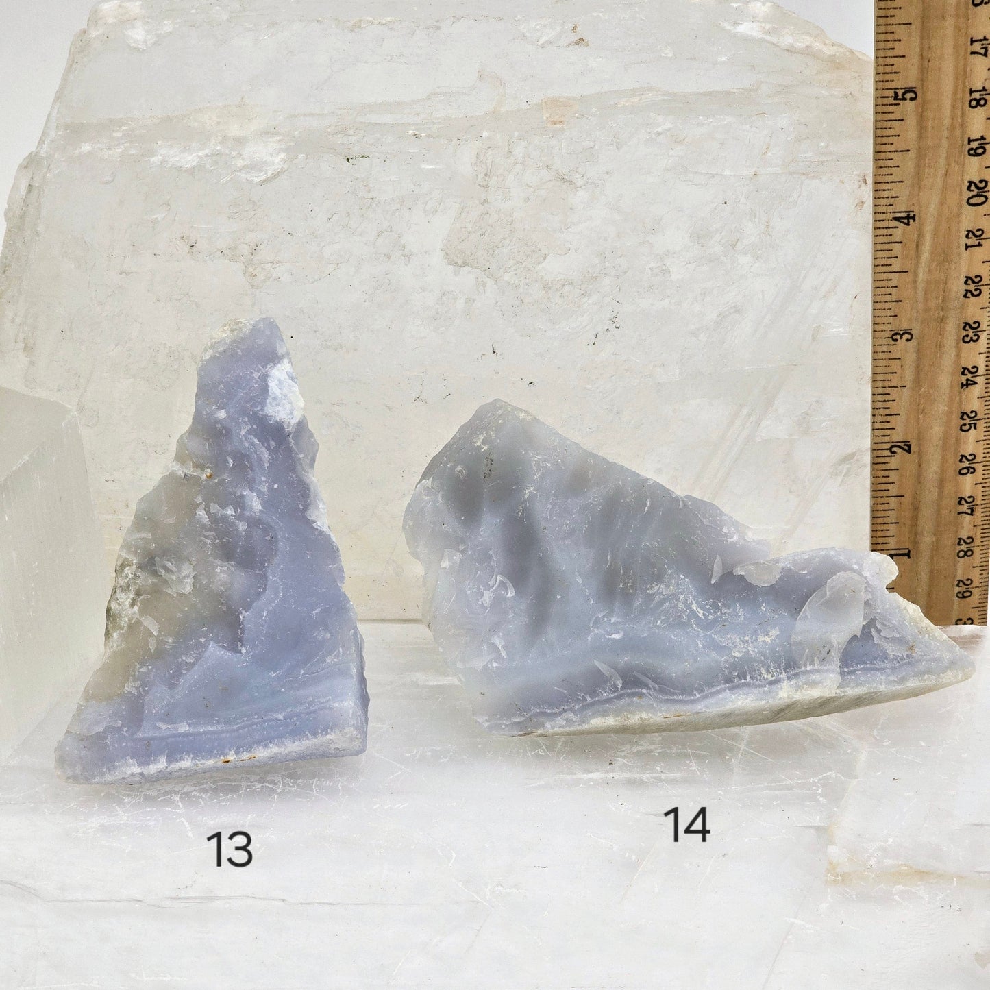 Blue Lace Agate Rough Crystal from Namibia - Rare Find - You Choose #1 variants 13 and 14 labeled with ruler for size reference