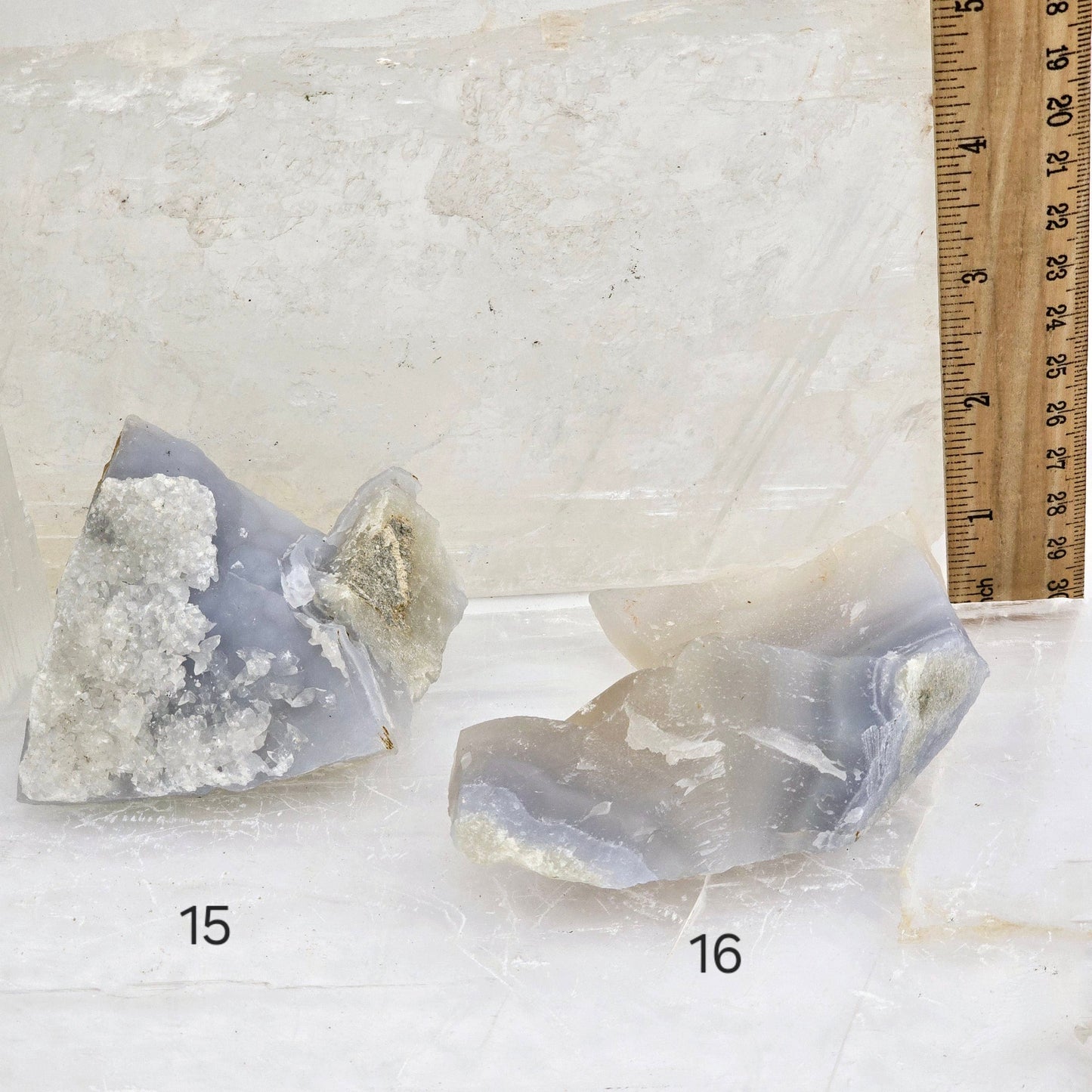 Blue Lace Agate Rough Crystal from Namibia - Rare Find - You Choose #1 variants 15 and 16 labeled with ruler for size reference