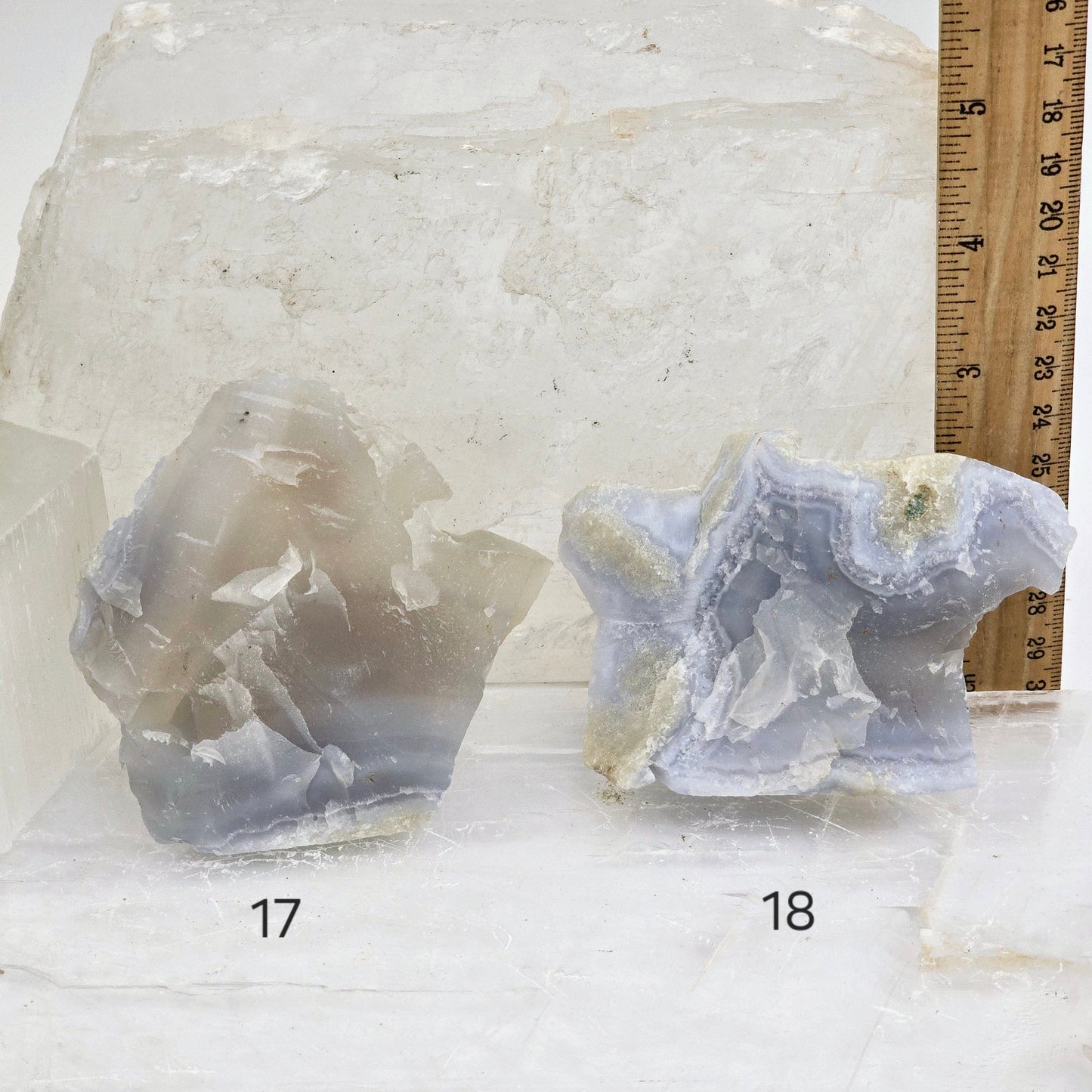 Blue Lace Agate Rough Crystal from Namibia - Rare Find - You Choose #1 variants 17 and 18 labeled with ruler for size reference