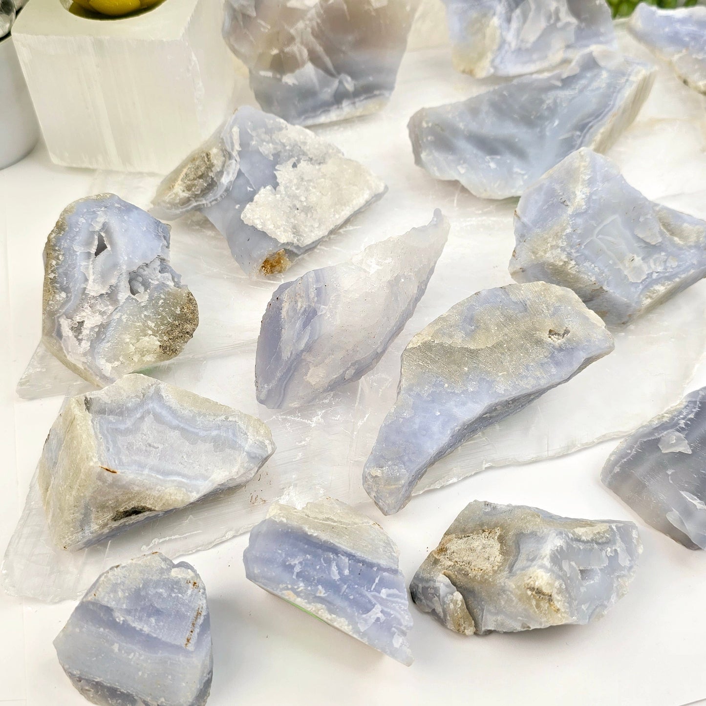 Blue Lace Agate Rough Crystal from Namibia - Rare Find - You Choose #1 closeup of multiple variants