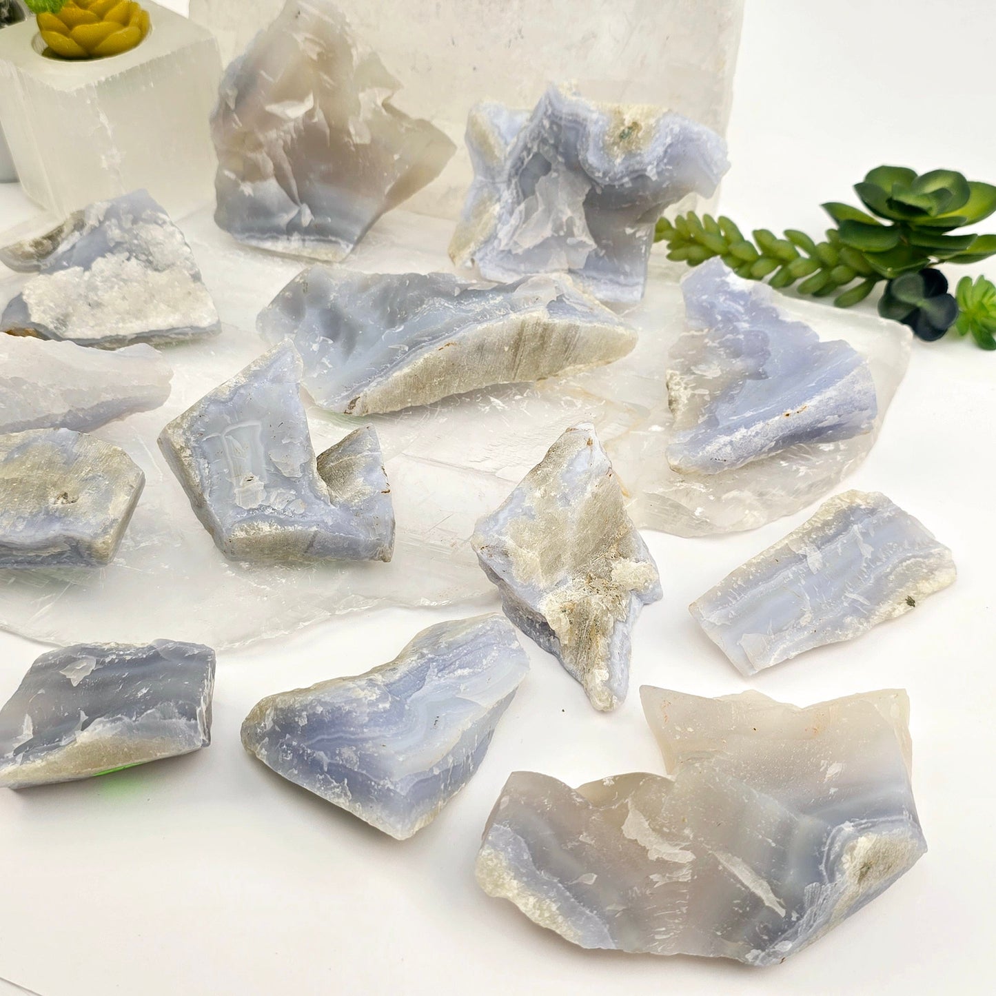Blue Lace Agate Rough Crystal from Namibia - Rare Find - You Choose #1 closeup of multiple variants