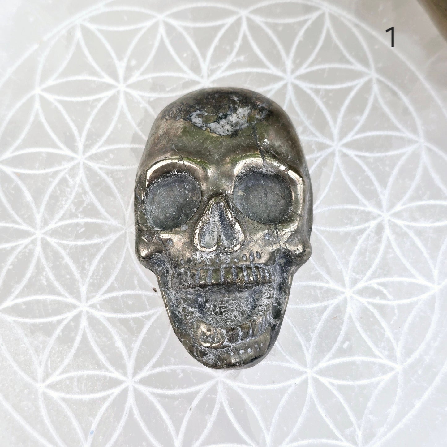 Pyrite Crystal Skull Cabochon - You Choose variant 1 labeled