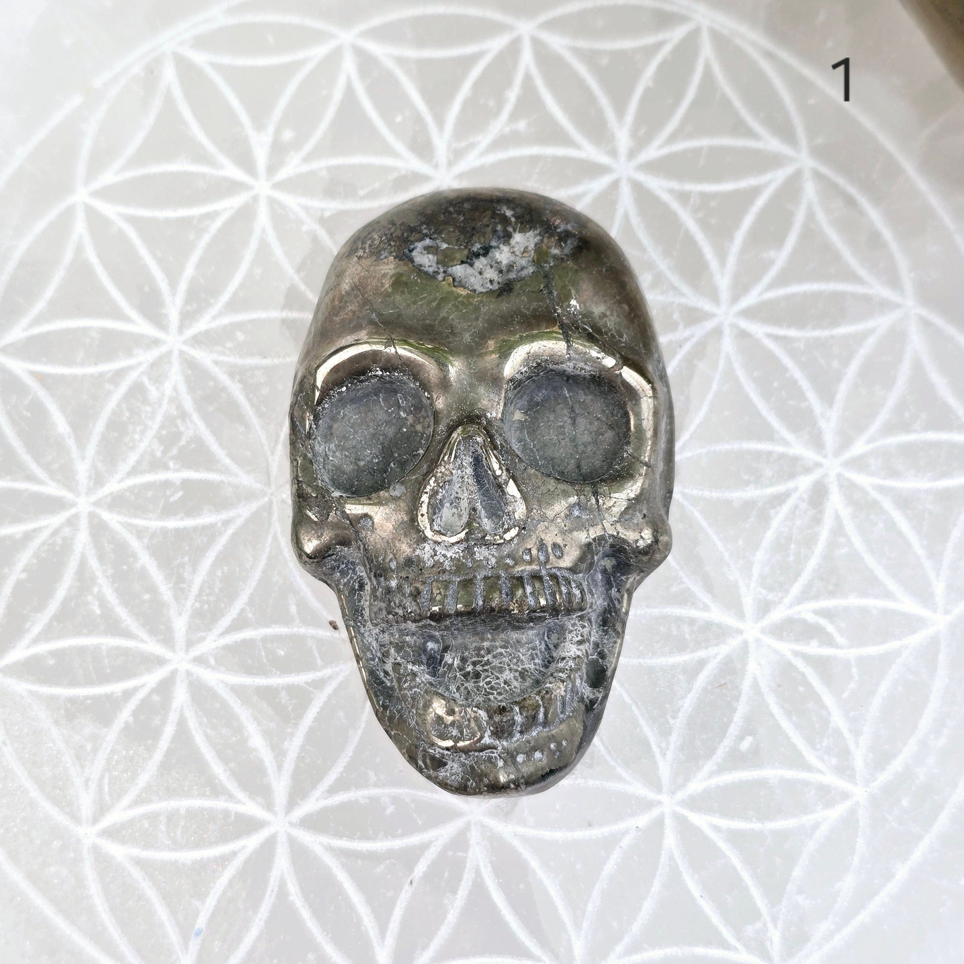 Pyrite Crystal Skull Cabochon - You Choose variant 1 labeled
