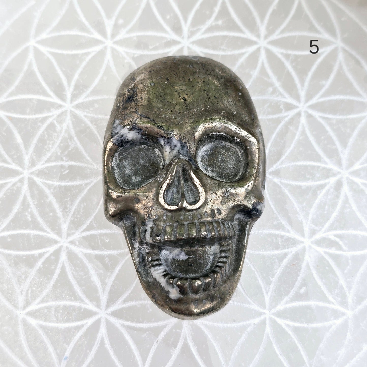 Pyrite Crystal Skull Cabochon - You Choose variant 5 labeled