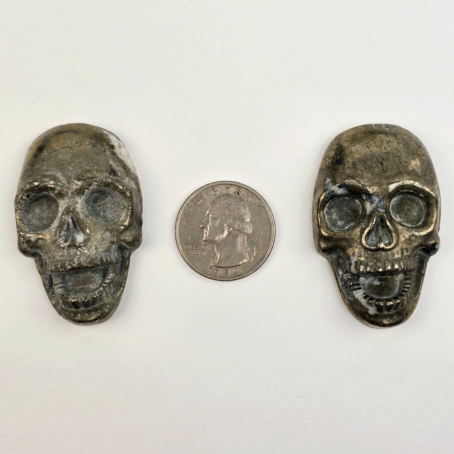 Pyrite Crystal Skull Cabochon - You Choose variants 6 and 5 with quarter for size reference