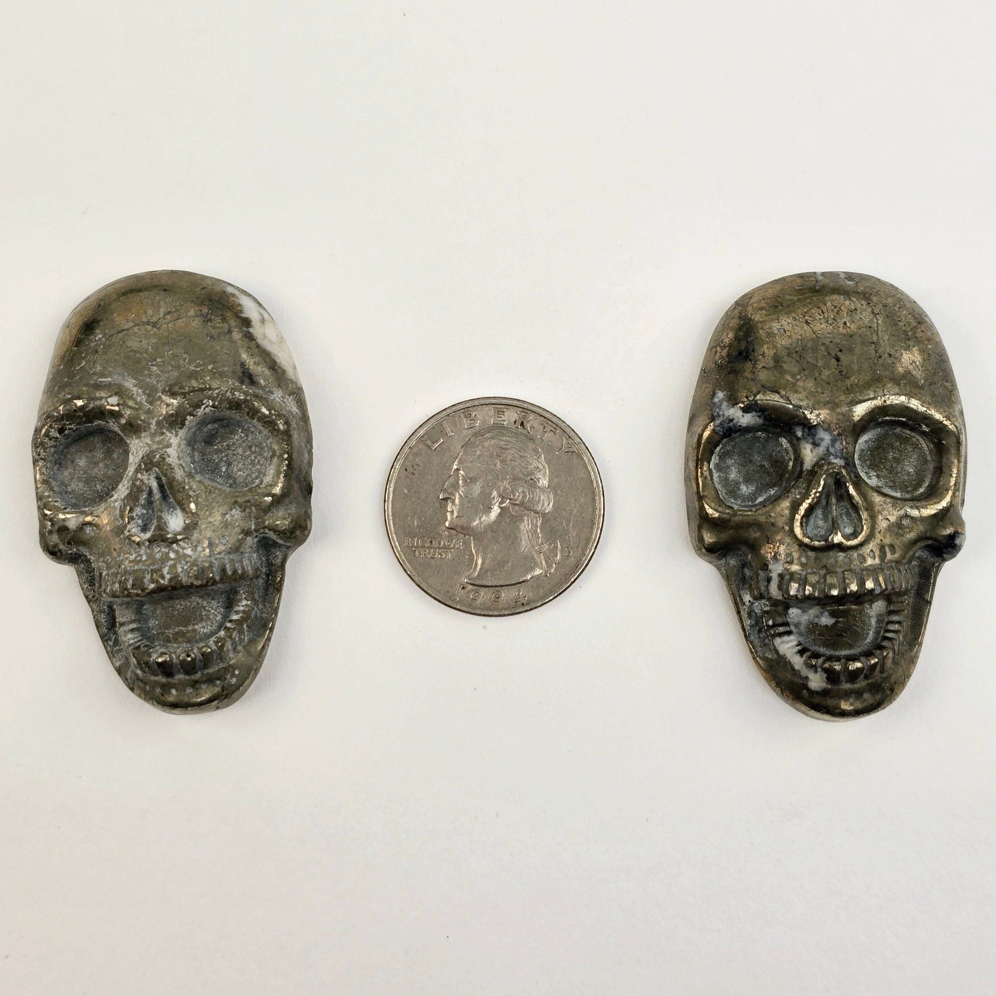 Pyrite Crystal Skull Cabochon - You Choose variants 6 and 5 with quarter for size reference