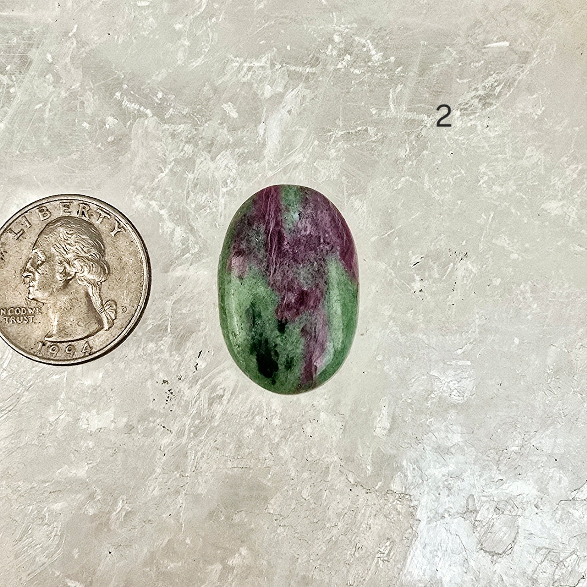 Ruby Zoisite - Anyolite - Crystal Oval Cabochon - You Choose variant 2 labeled with quarter for size reference