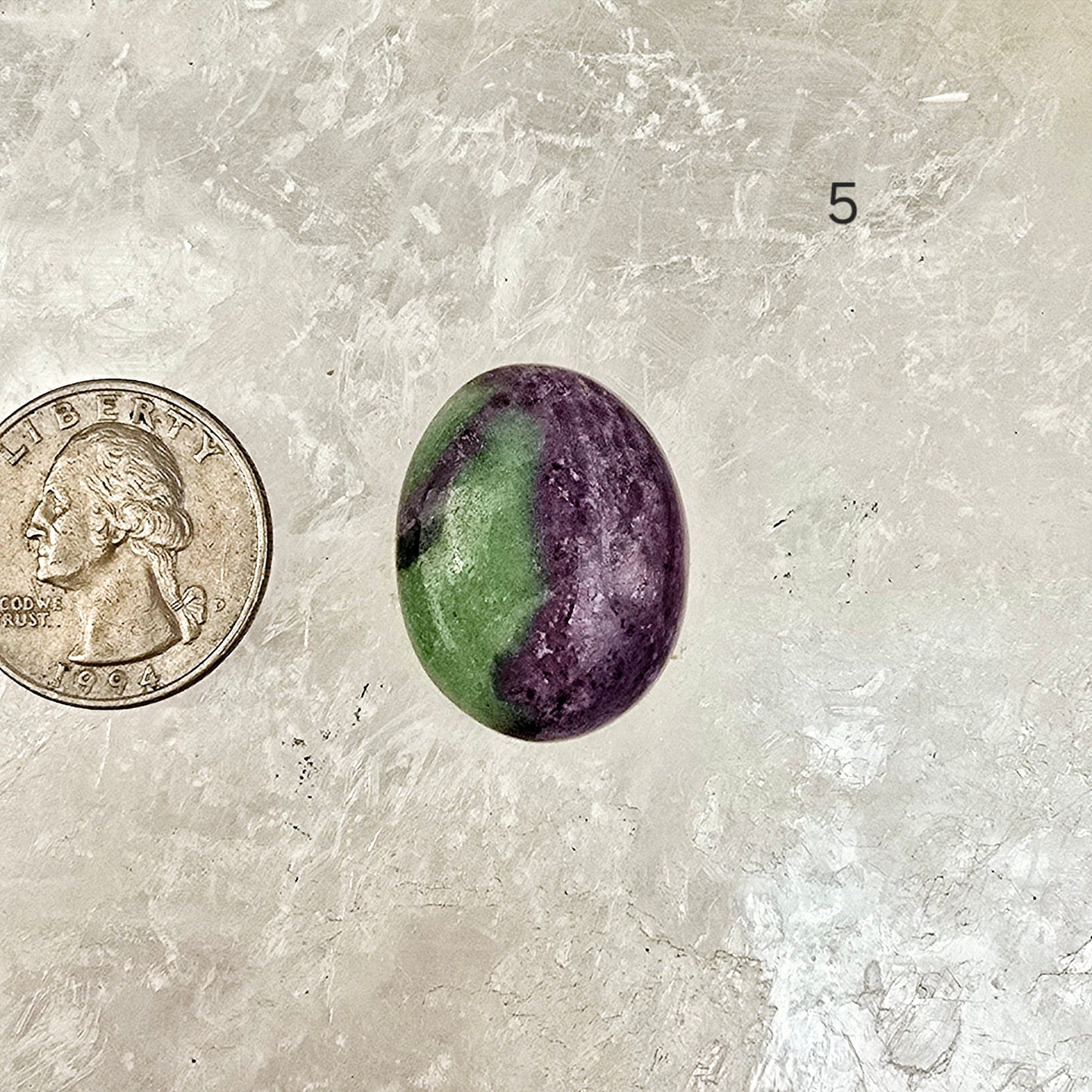 Ruby Zoisite - Anyolite - Crystal Oval Cabochon - You Choose variant 5 labeled with quarter for size reference