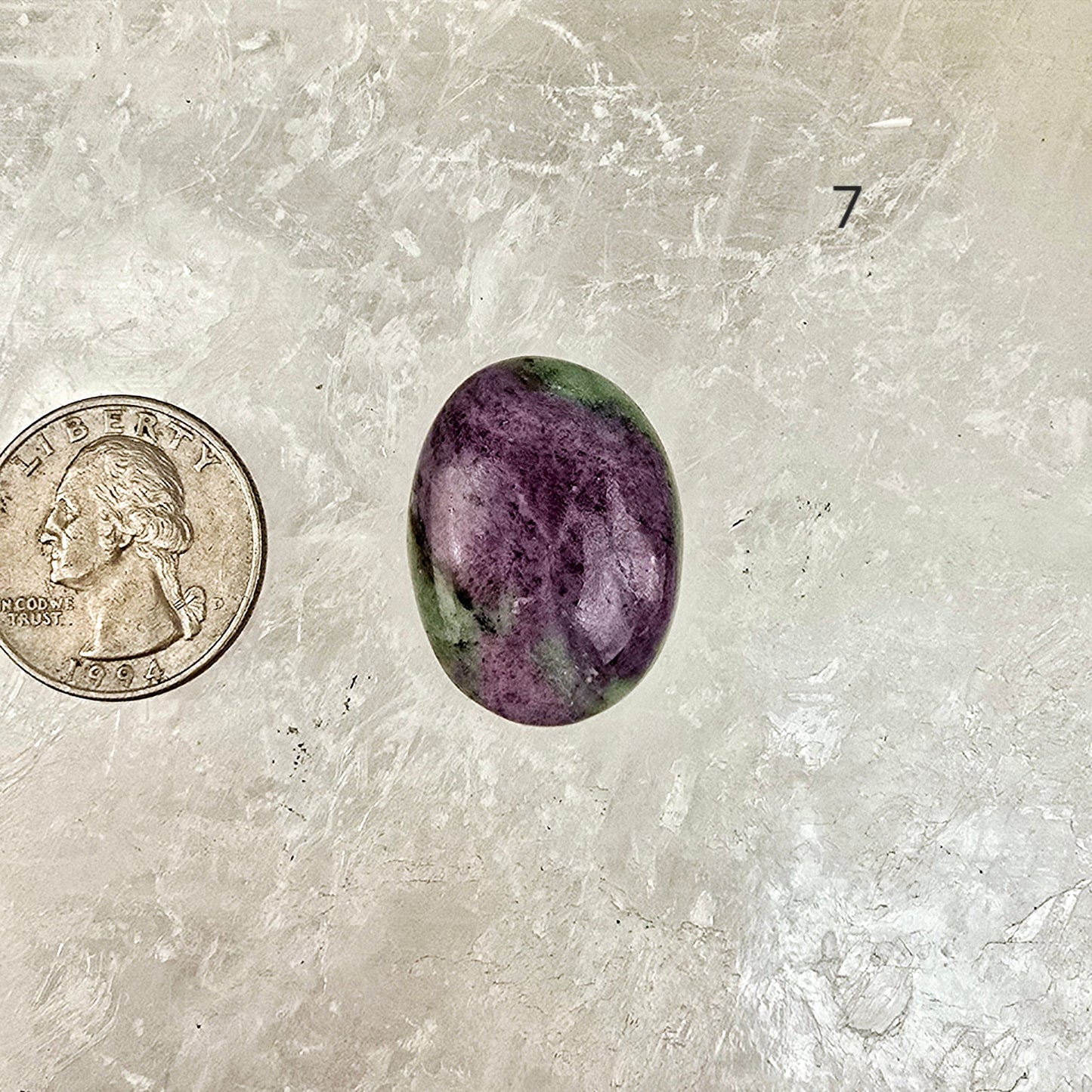 Ruby Zoisite - Anyolite - Crystal Oval Cabochon - You Choose variant 7 labeled with quarter for size reference