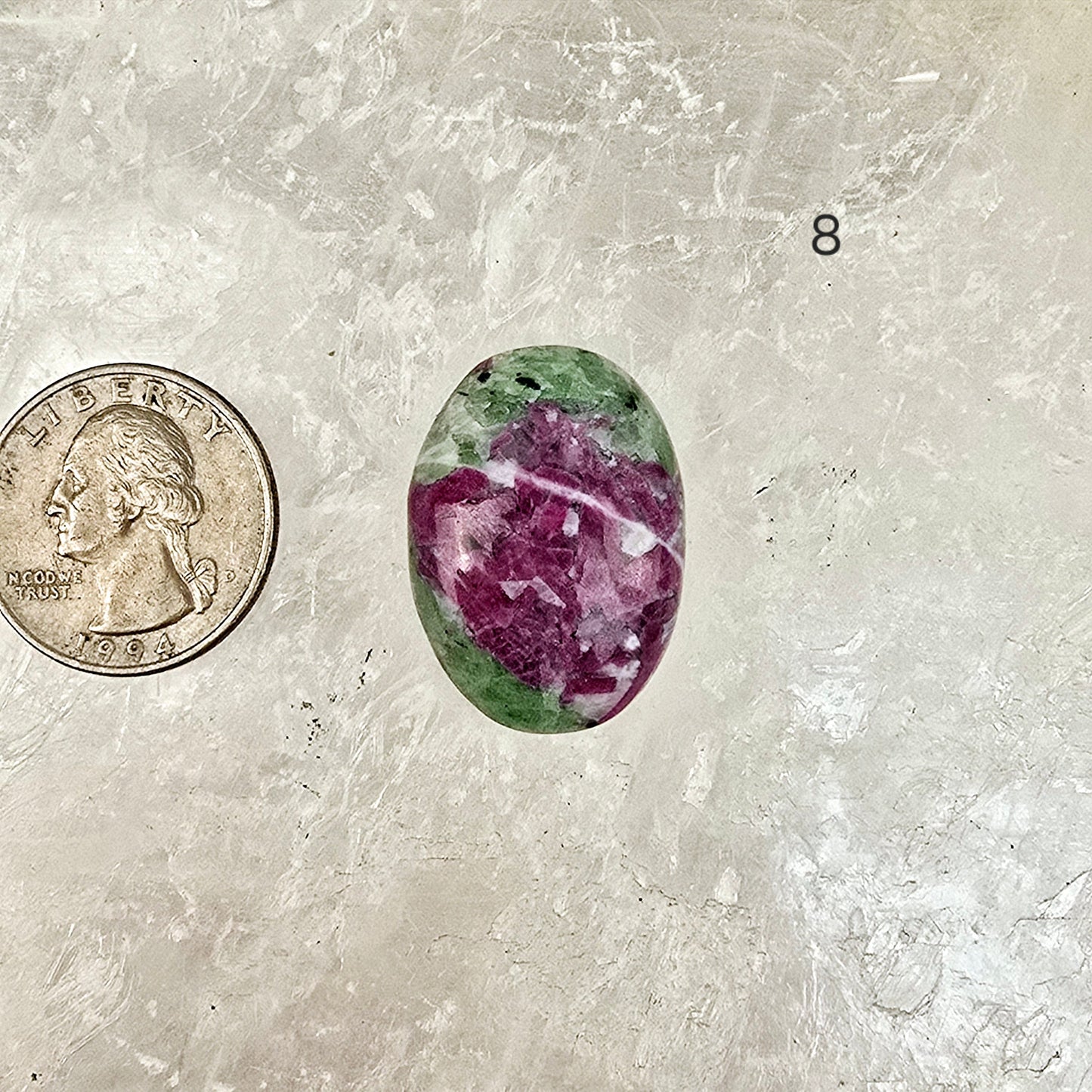 Ruby Zoisite - Anyolite - Crystal Oval Cabochon - You Choose variant 8 labeled with quarter for size reference