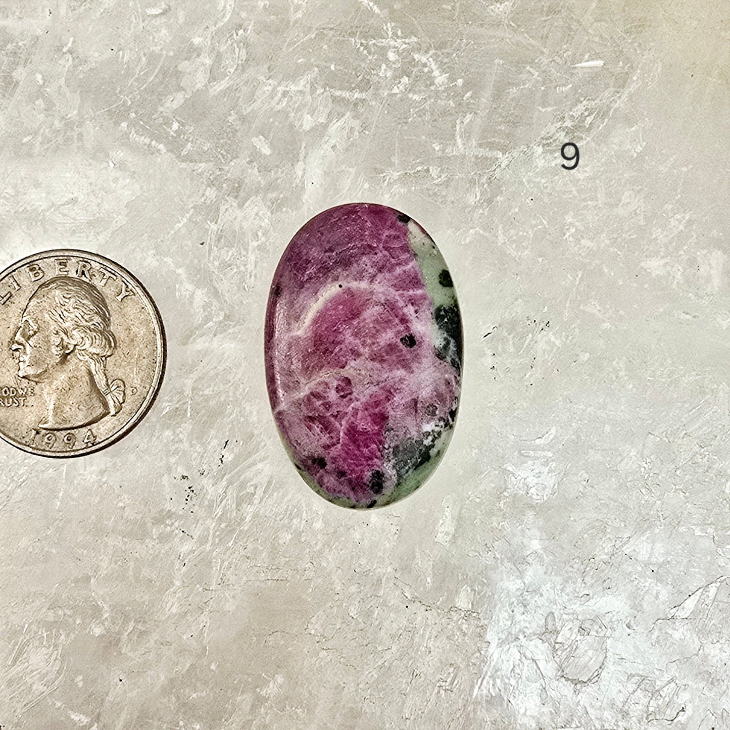 Ruby Zoisite - Anyolite - Crystal Oval Cabochon - You Choose variant 9 labeled with quarter for size reference