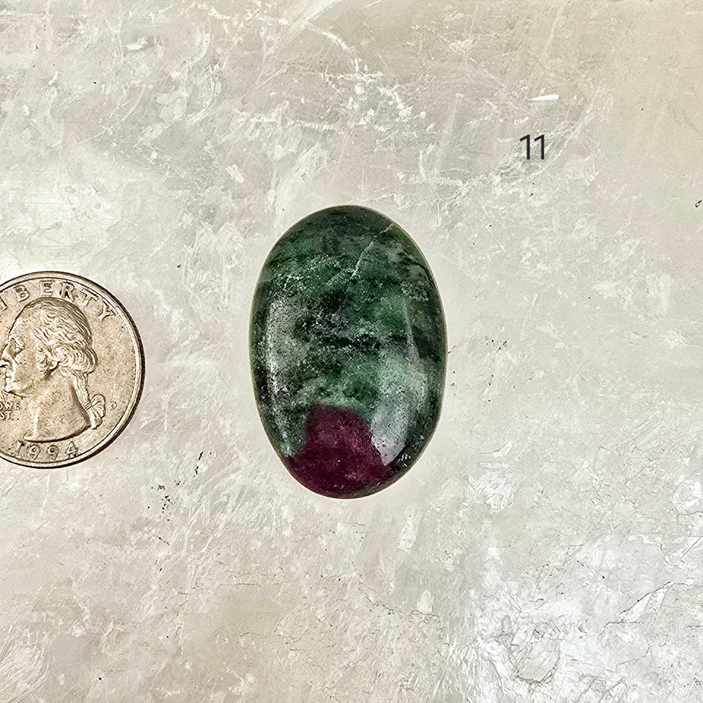 Ruby Zoisite - Anyolite - Crystal Oval Cabochon - You Choose variant 11 labeled with quarter for size reference