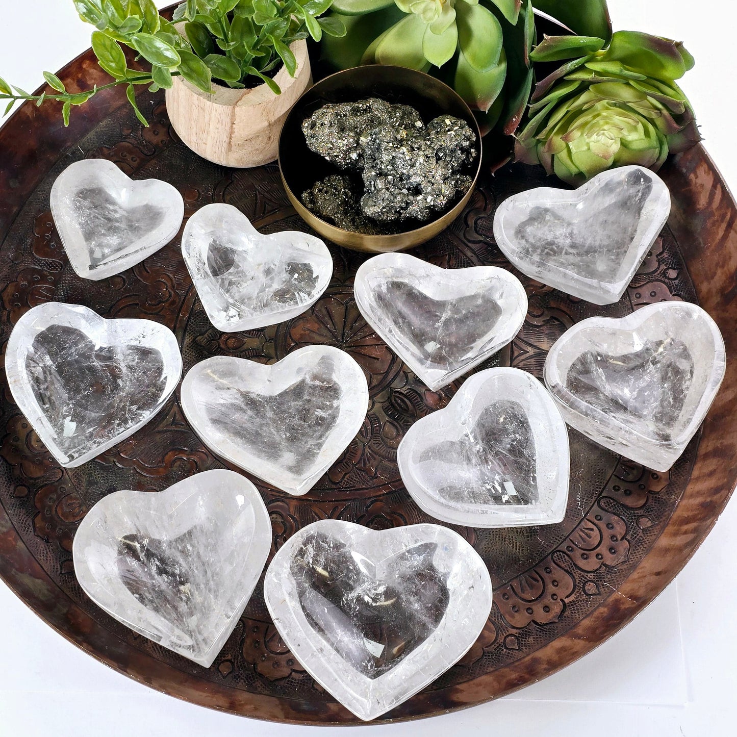 Crystal Quartz Heart Dish - You Choose #2 all variants top view