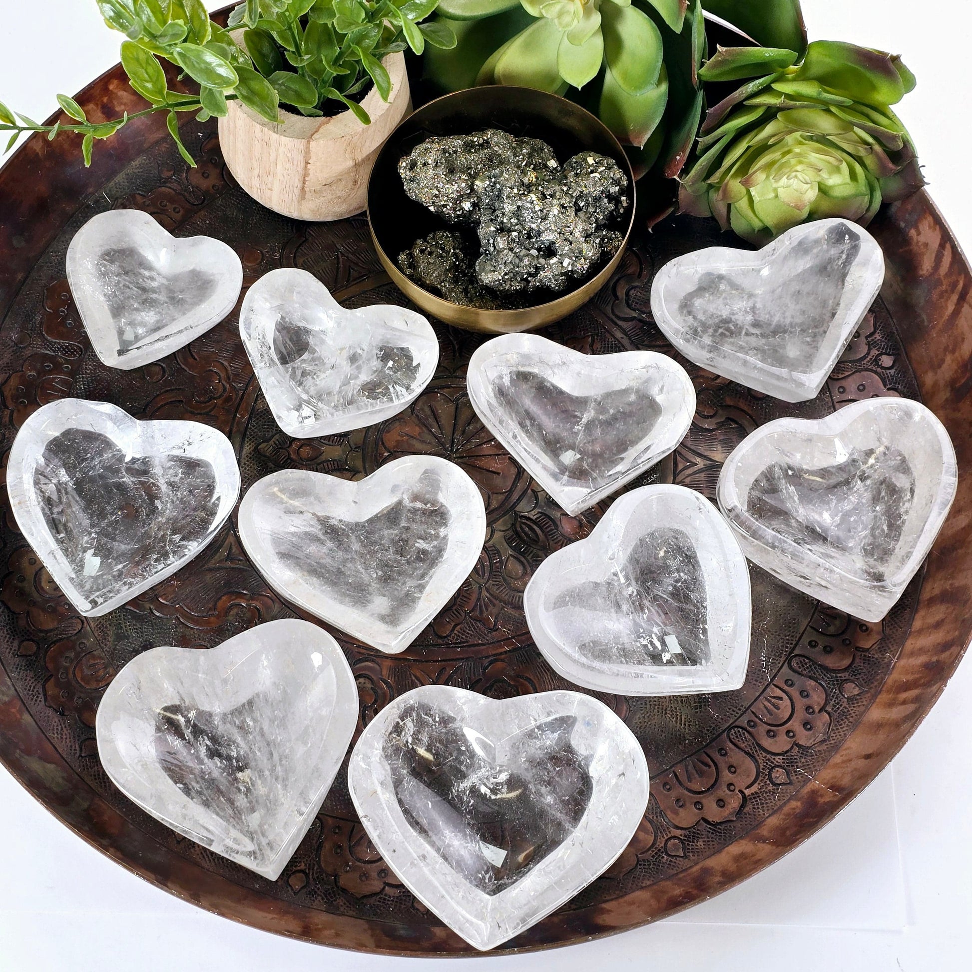 Crystal Quartz Heart Dish - You Choose #2 all variants top view