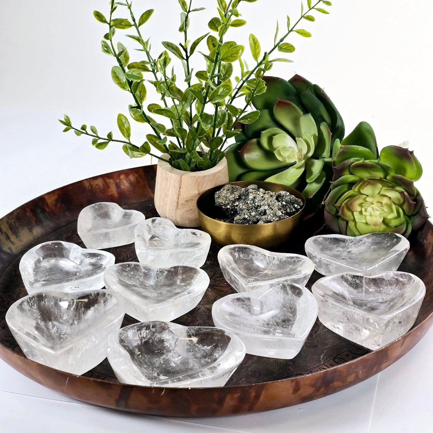 Crystal Quartz Heart Dish - You Choose #2 all variants side view