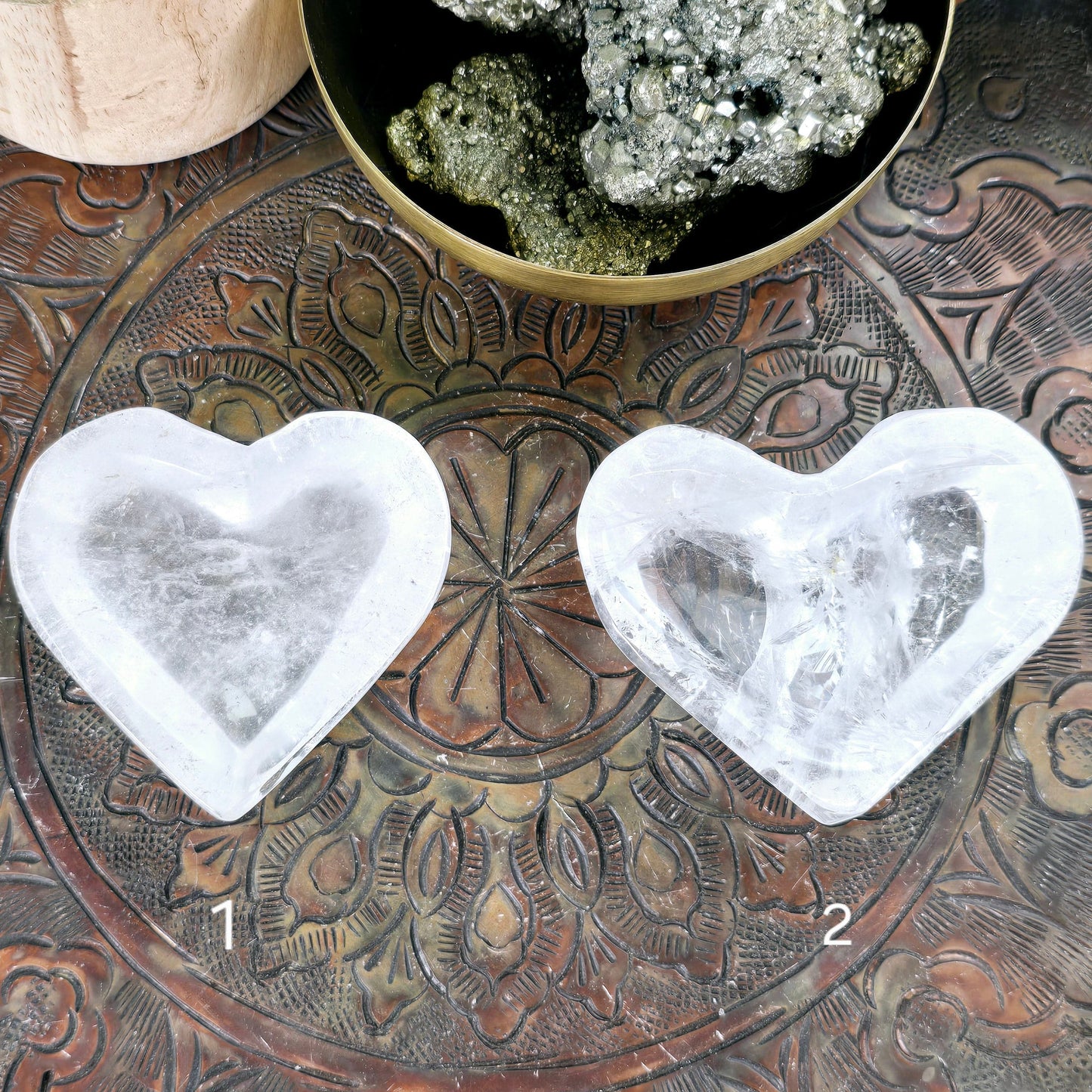 Crystal Quartz Heart Dish - You Choose #2 variants 1 and 2 labeled