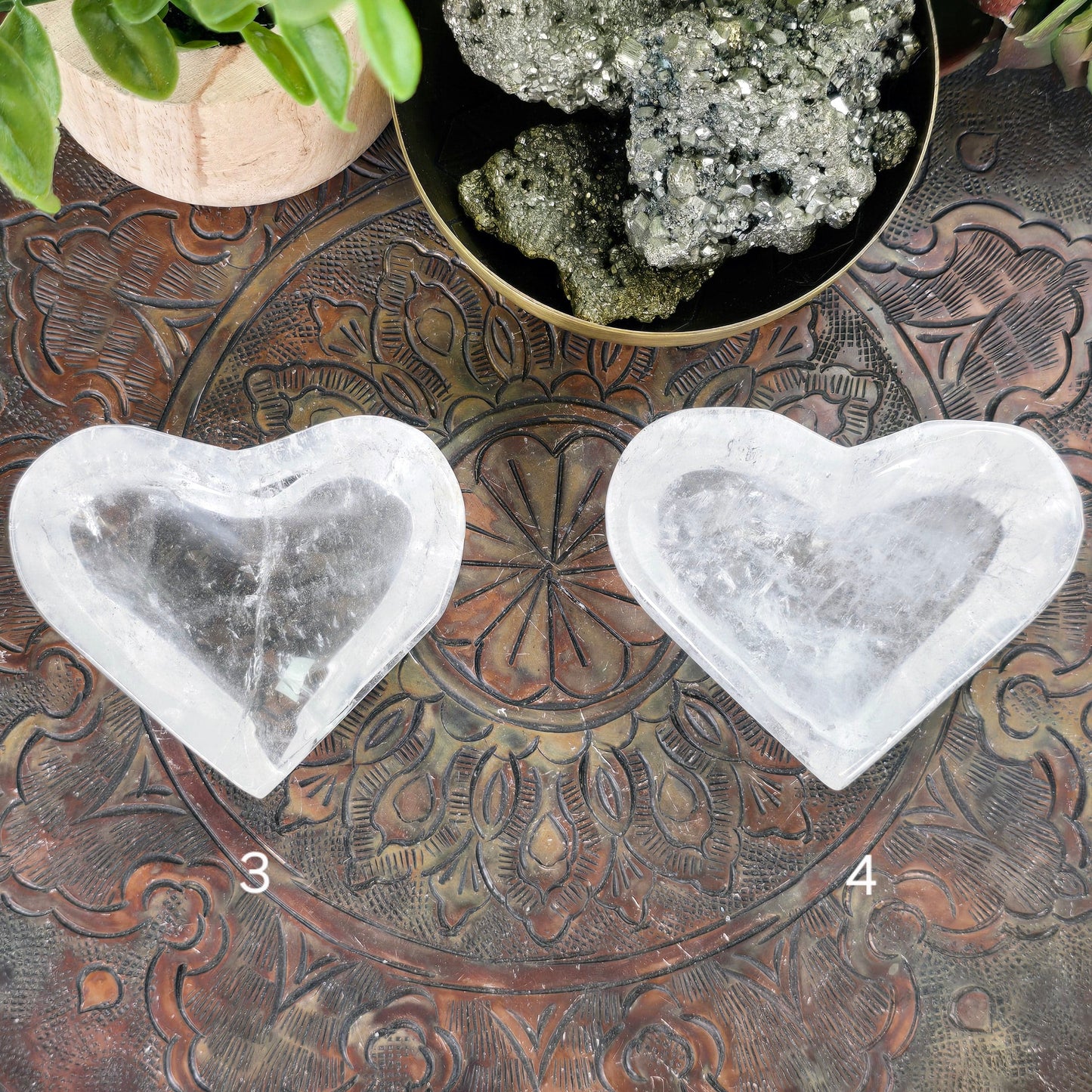 Crystal Quartz Heart Dish - You Choose #2 variants 3 and 4 labeled