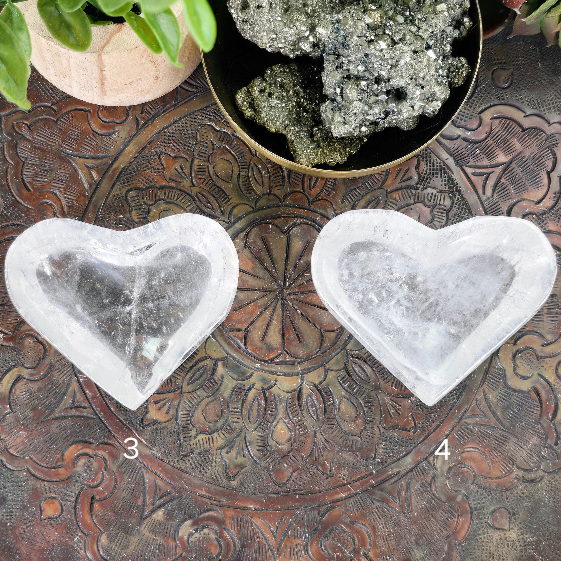 Crystal Quartz Heart Dish - You Choose #2 variants 3 and 4 labeled