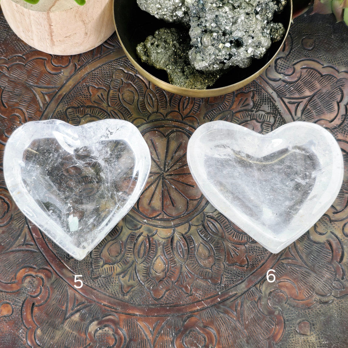 Crystal Quartz Heart Dish - You Choose #2 variants 5 and 6 labeled