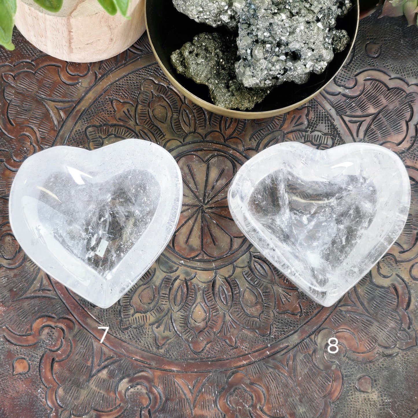 Crystal Quartz Heart Dish - You Choose #2 variants 7 and 8 labeled
