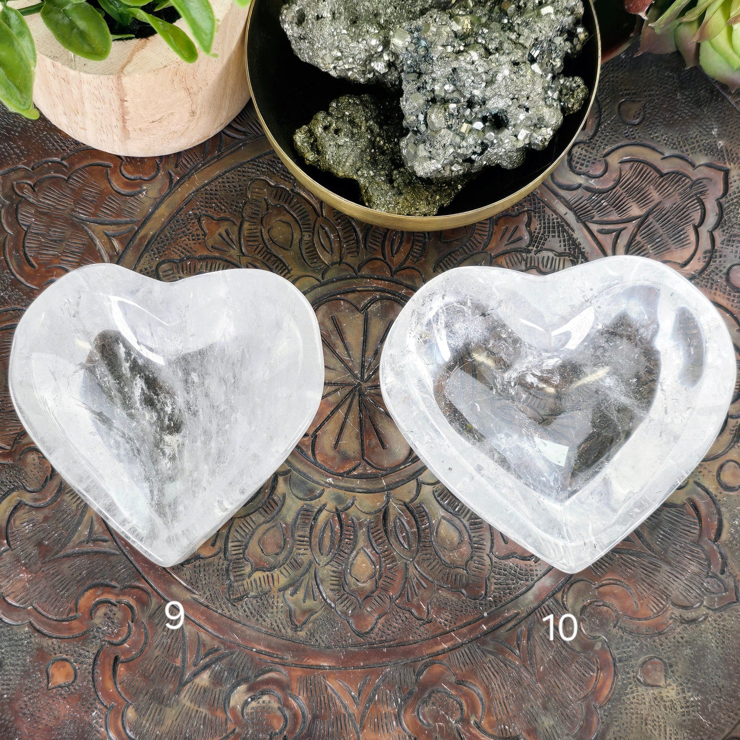 Crystal Quartz Heart Dish - You Choose #2 variants 9 and 10 labeled