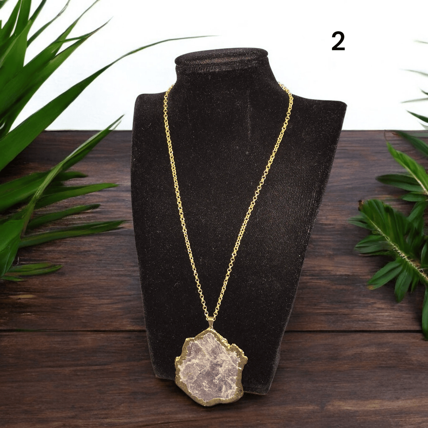 Lepidolite with Mica and Muscovite Crystal Necklace - 24k Gold Electroplated - You Choose variant 2 labeled