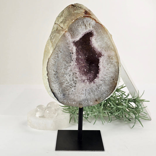 Amethyst Crystal Geode on Metal Stand - One-of-a-Kind #2 front view