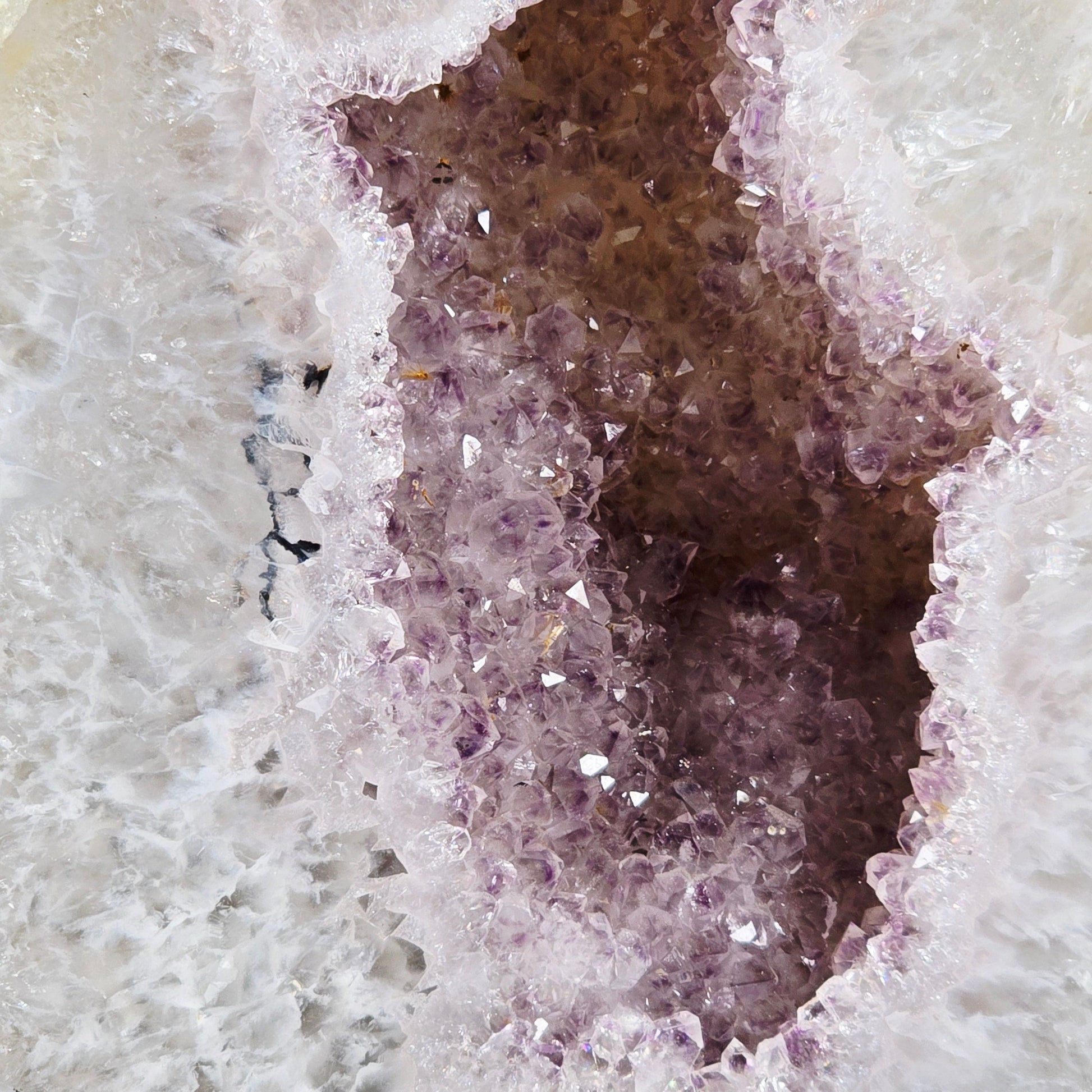 Amethyst Crystal Geode on Metal Stand - One-of-a-Kind #2 closeup for detail