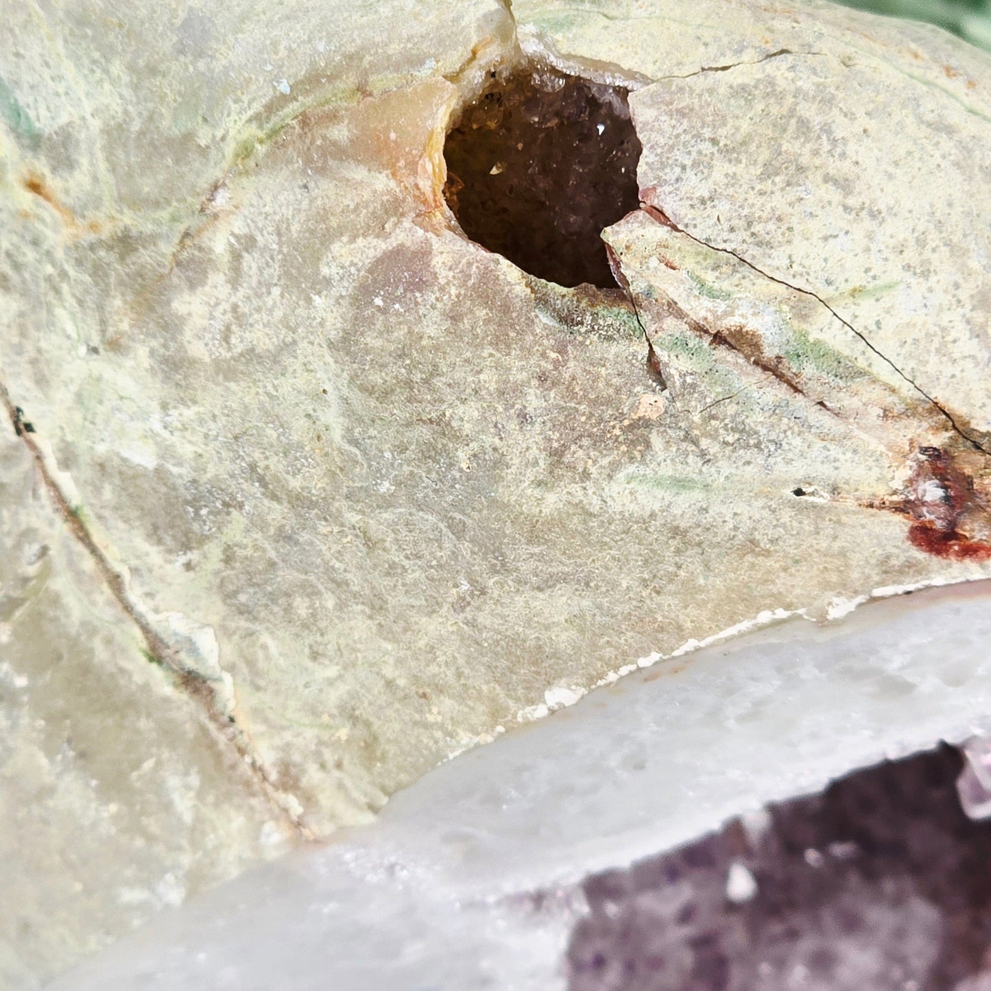 Amethyst Crystal Geode on Metal Stand - One-of-a-Kind #2 closeup for detail