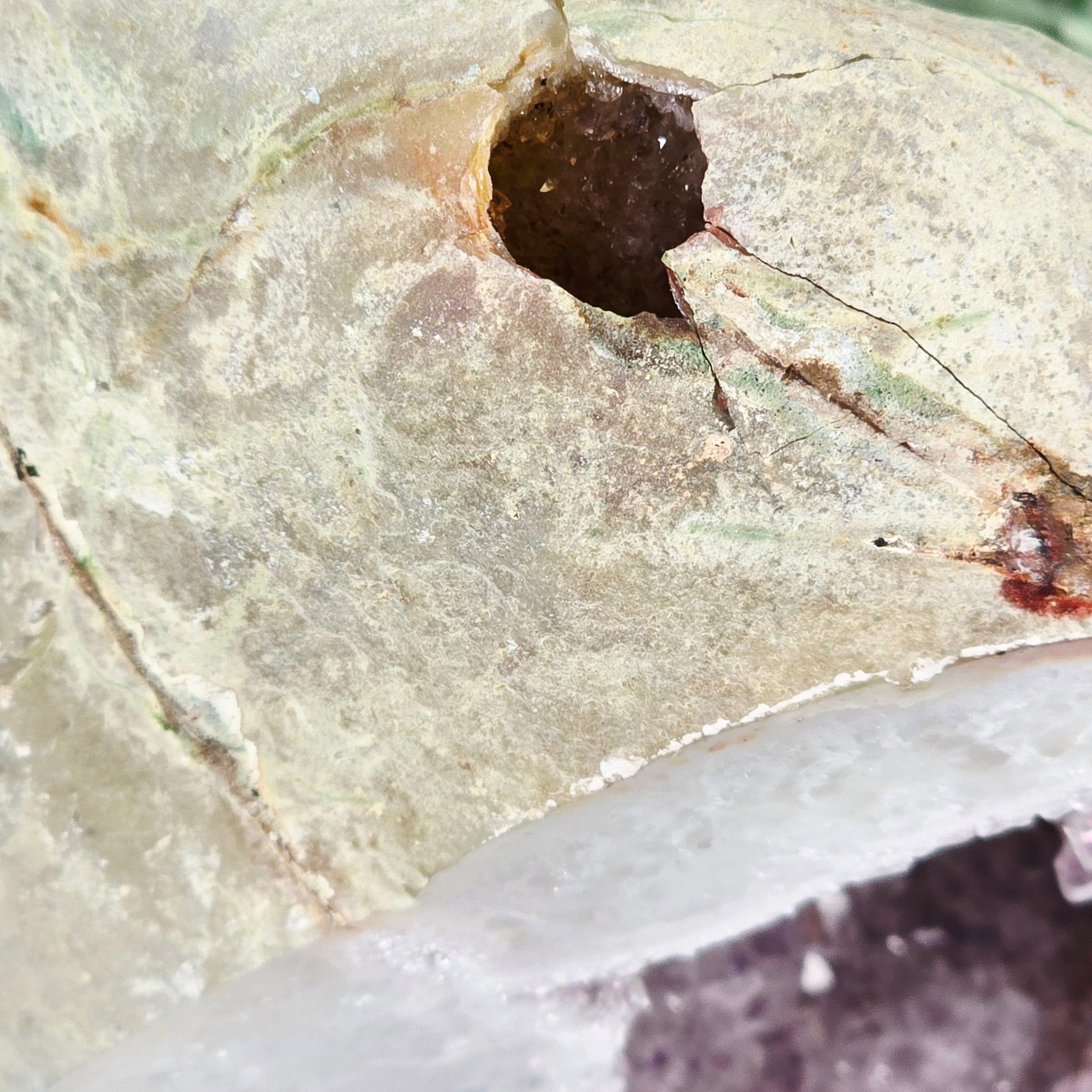 Amethyst Crystal Geode on Metal Stand - One-of-a-Kind #2 closeup for detail