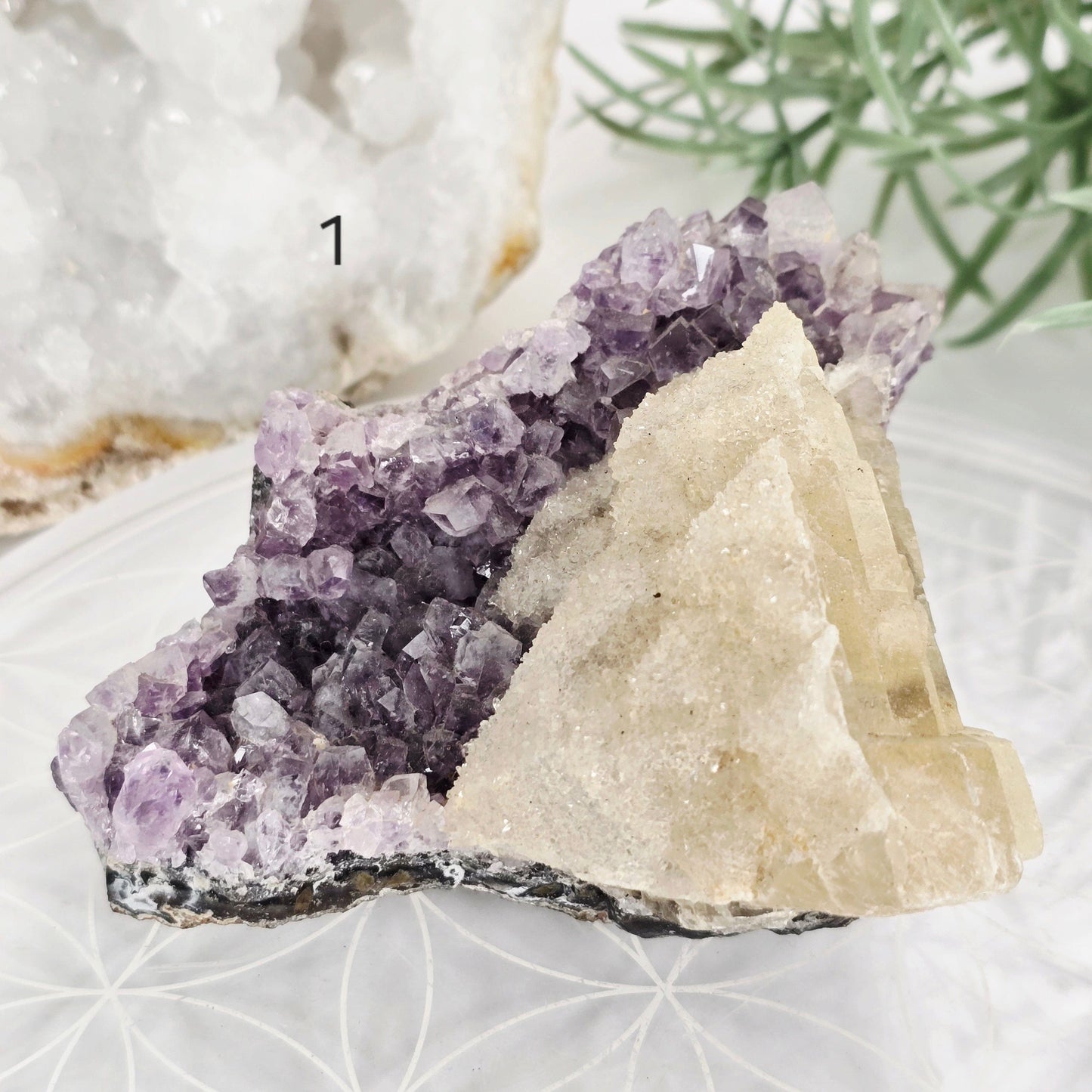 Amethyst with Calcite Crystal Cluster - You Choose #3 variant 1 labeled