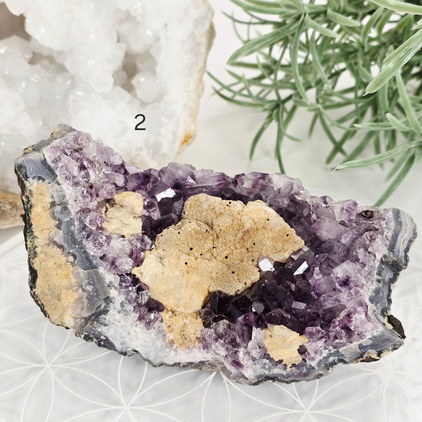 Amethyst with Calcite Crystal Cluster - You Choose #3 variant 2 labeled