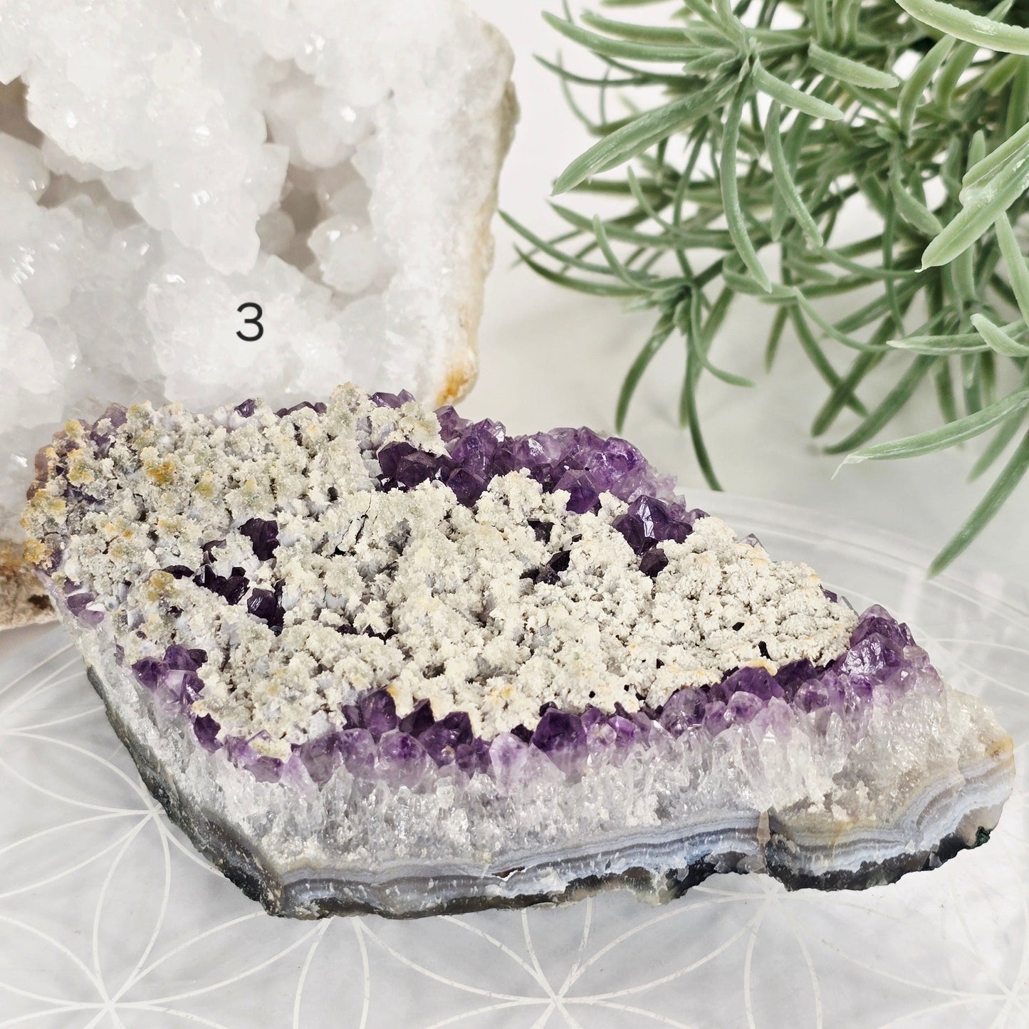 Amethyst with Calcite Crystal Cluster - You Choose #3 variant 3 labeled
